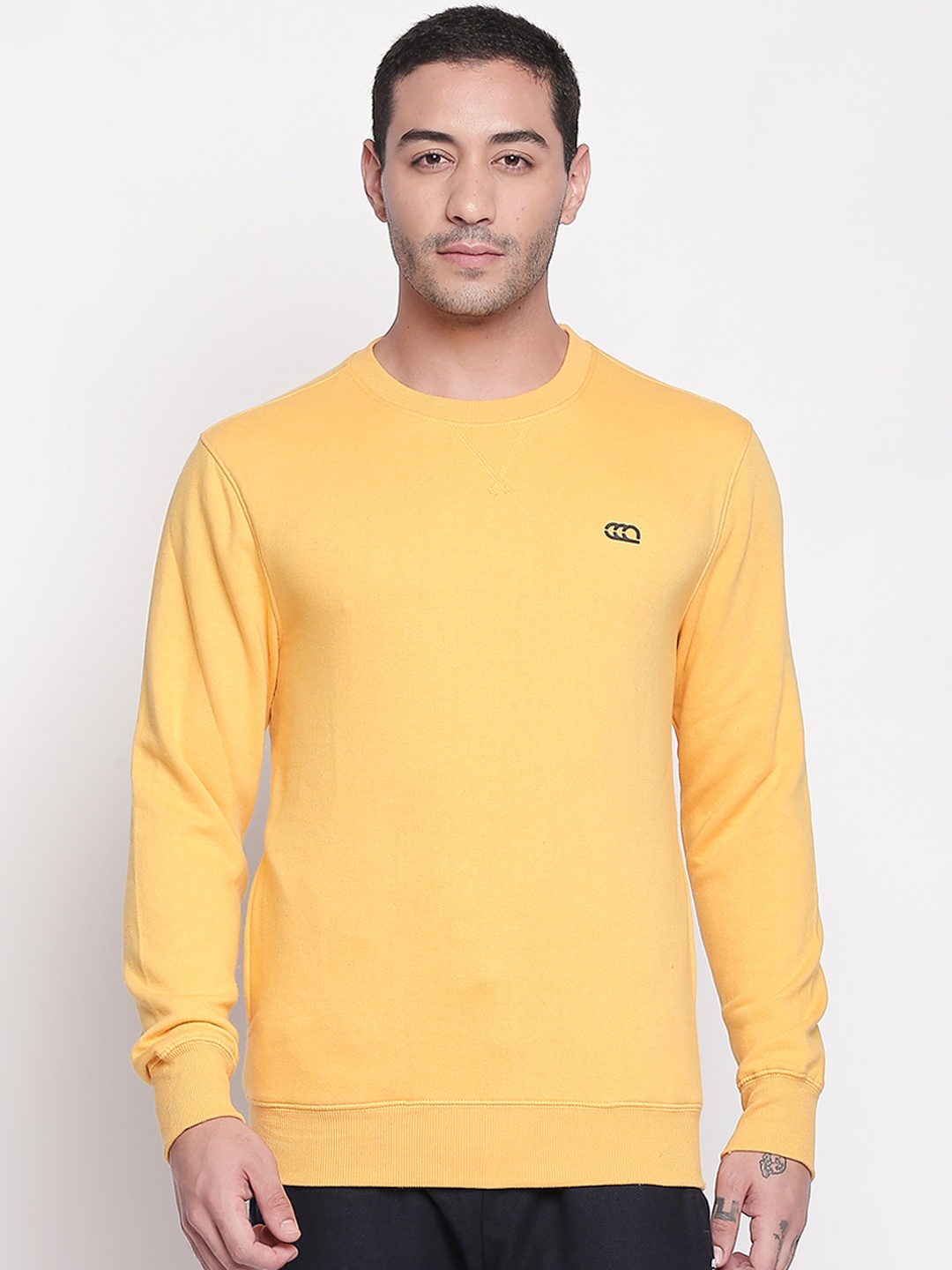 Ajile by Pantaloons Men Yellow Solid Sweatshirt