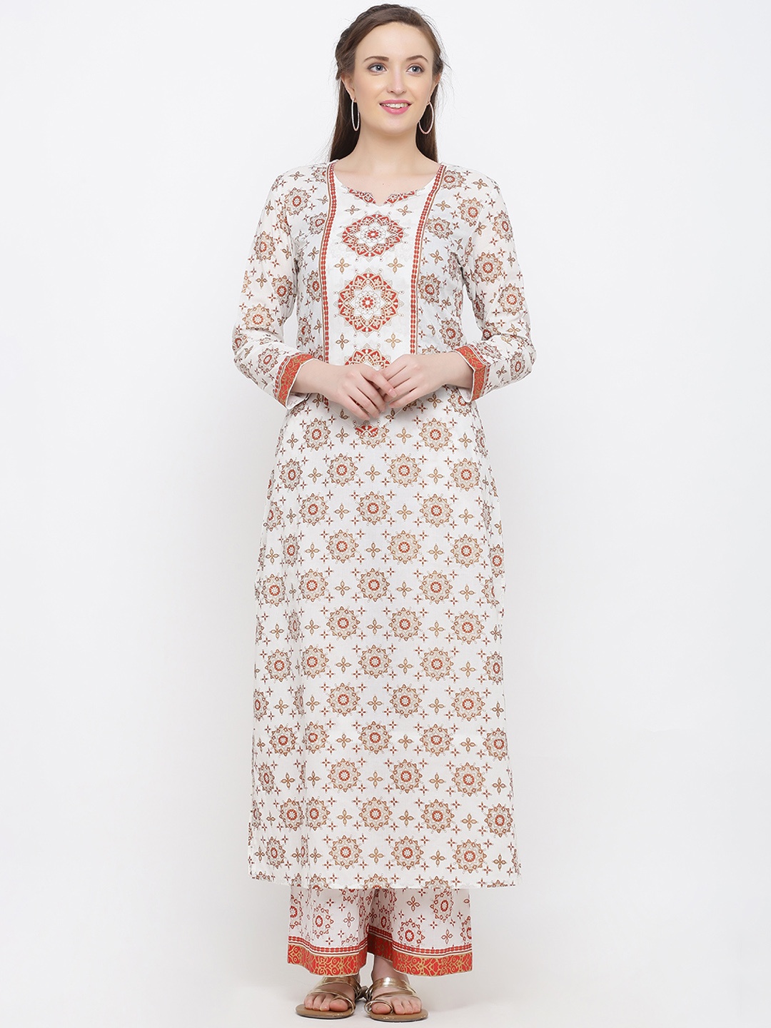 Indian Virasat Women White Ethnic Motifs Printed Regular Pure Cotton Kurta with Palazzos
Indian Virasat Women White Ethnic Motifs Printed Regular Pure Cotton Kurta with Palazzos