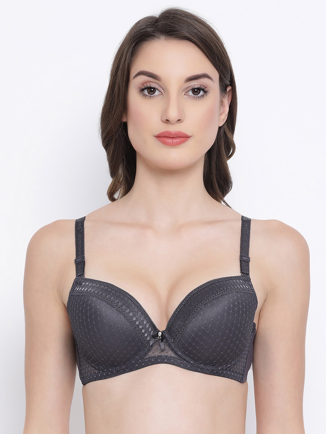Clovia Grey Solid Underwired Lightly Padded Everyday Bra BR1988P05