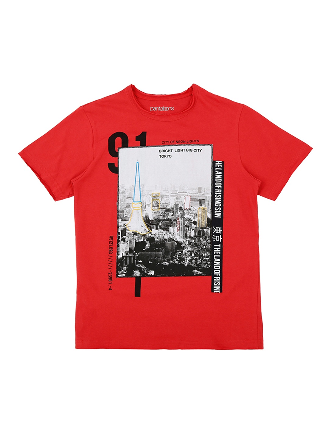Pantaloons Junior Boys Red Printed Round Neck T-shirt