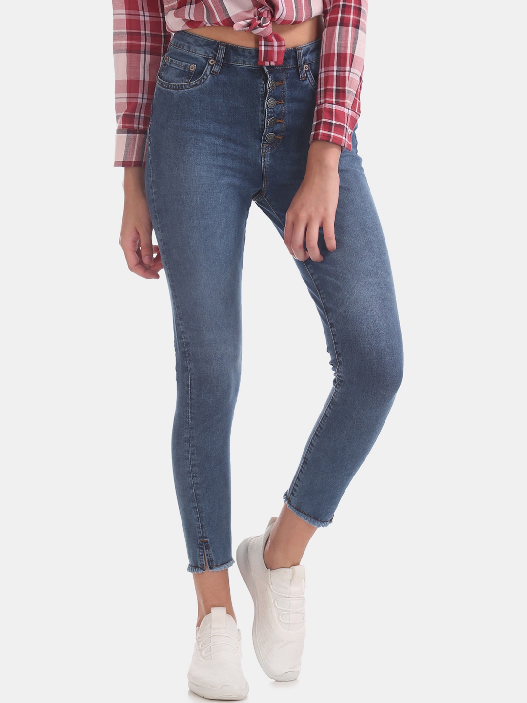 Aeropostale Women Blue Slim Fit Mid-Rise Clean Look Stretchable Jeans