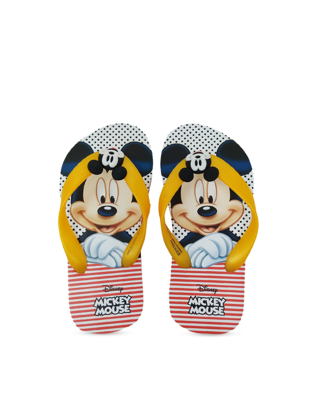 toothless Boys Yellow Mickey Printed Thong Flip-Flops