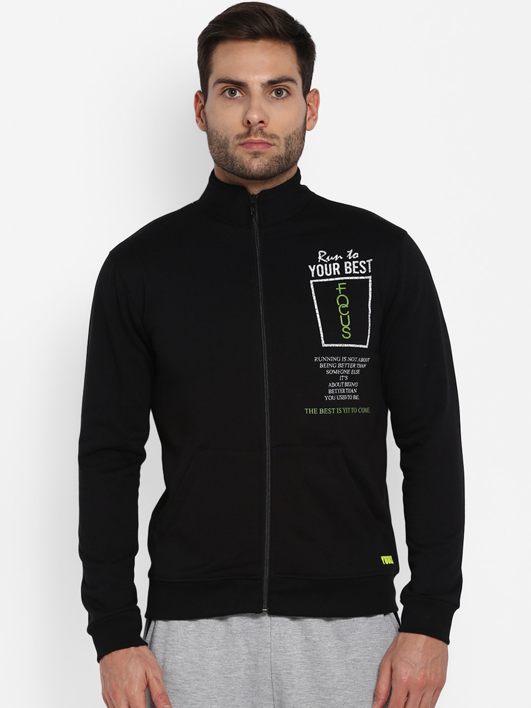 Yuuki Men Black & Off-White Printed Sweatshirt