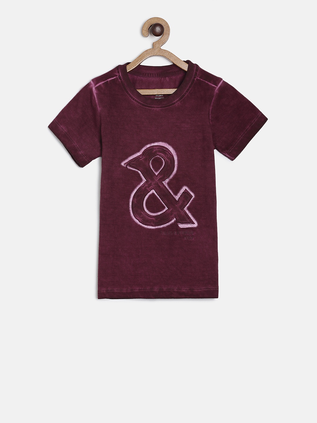 TALES & STORIES Boys Maroon Printed Round Neck T-shirt