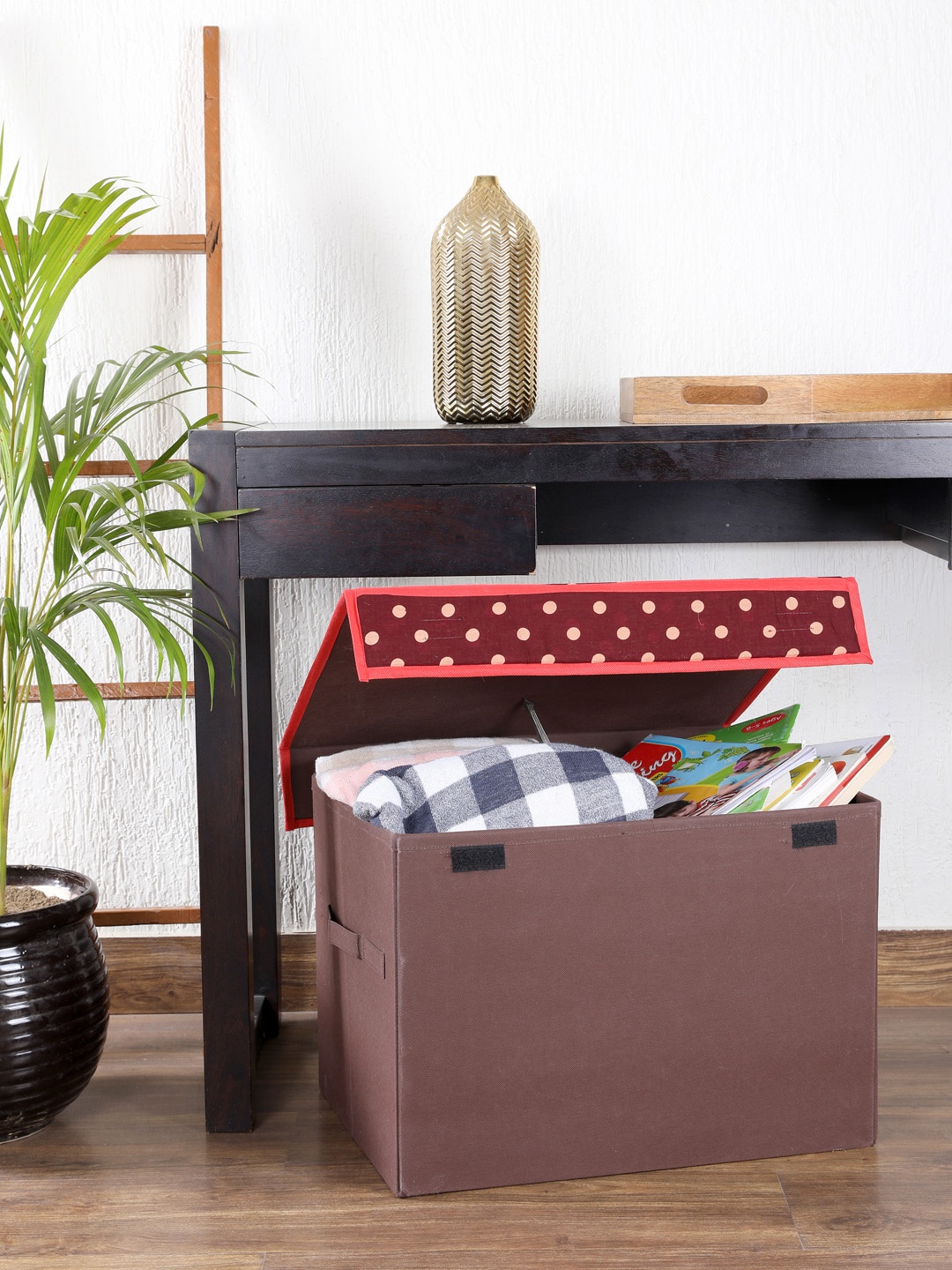 My Gift Booth Brown & Maroon Solid Multi-Utility Storage Box