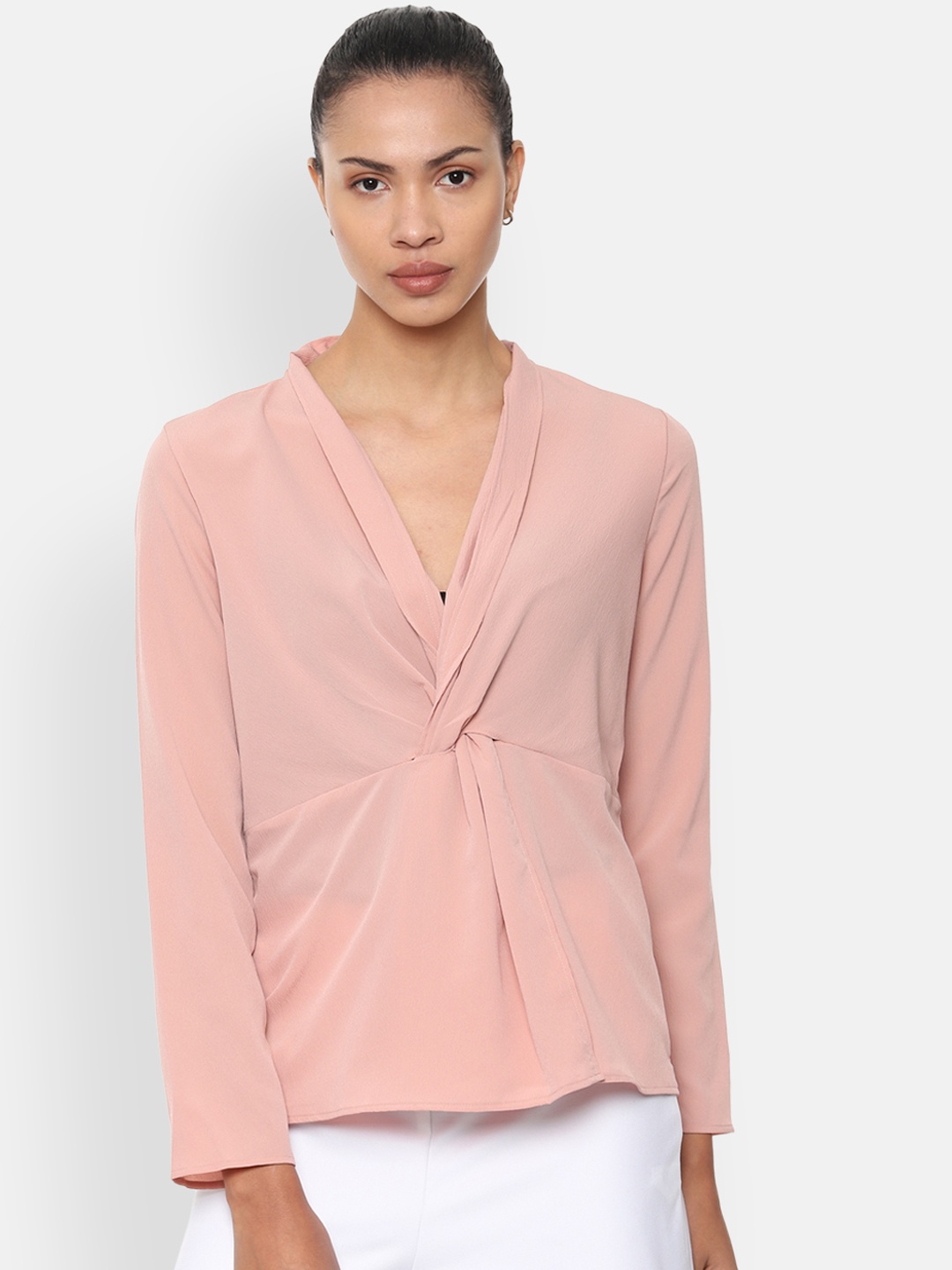 Van Heusen Women Peach-Coloured Solid Top