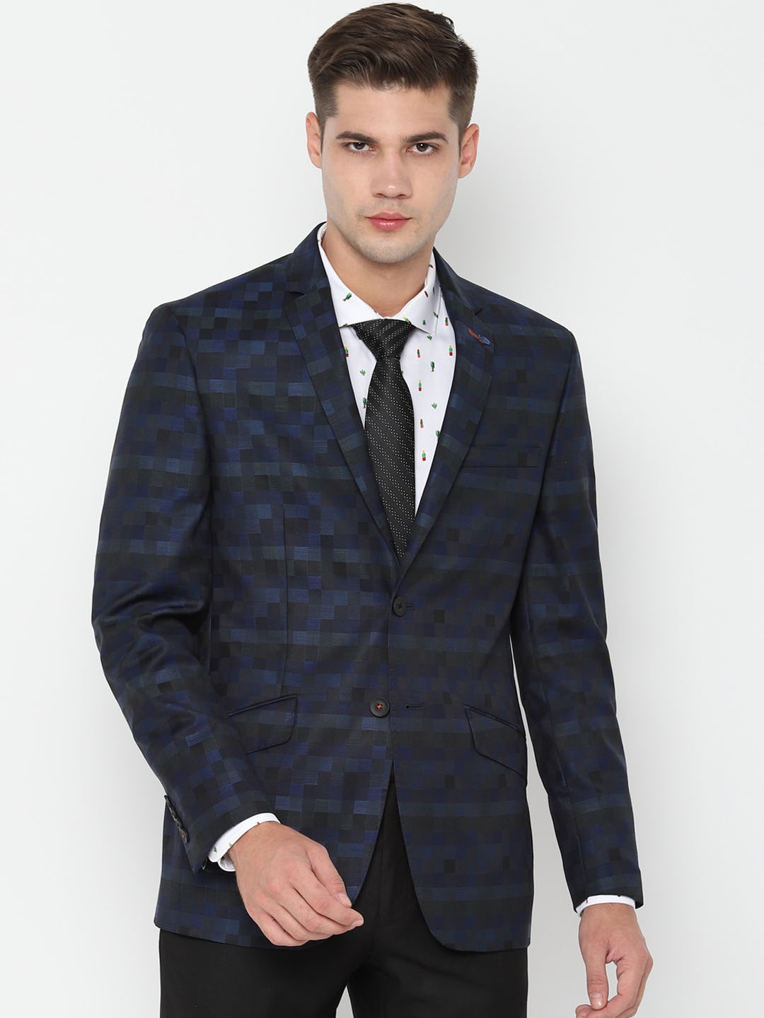 SIMON CARTER LONDON Men Navy Blue Checked Slim Fit Single-Breasted Pure Cotton Formal Pure Cotton Blazer
SIMON CARTER LONDON Men Navy Blue Checked Slim Fit Single-Breasted Pure Cotton Formal Pure Cotton Blazer