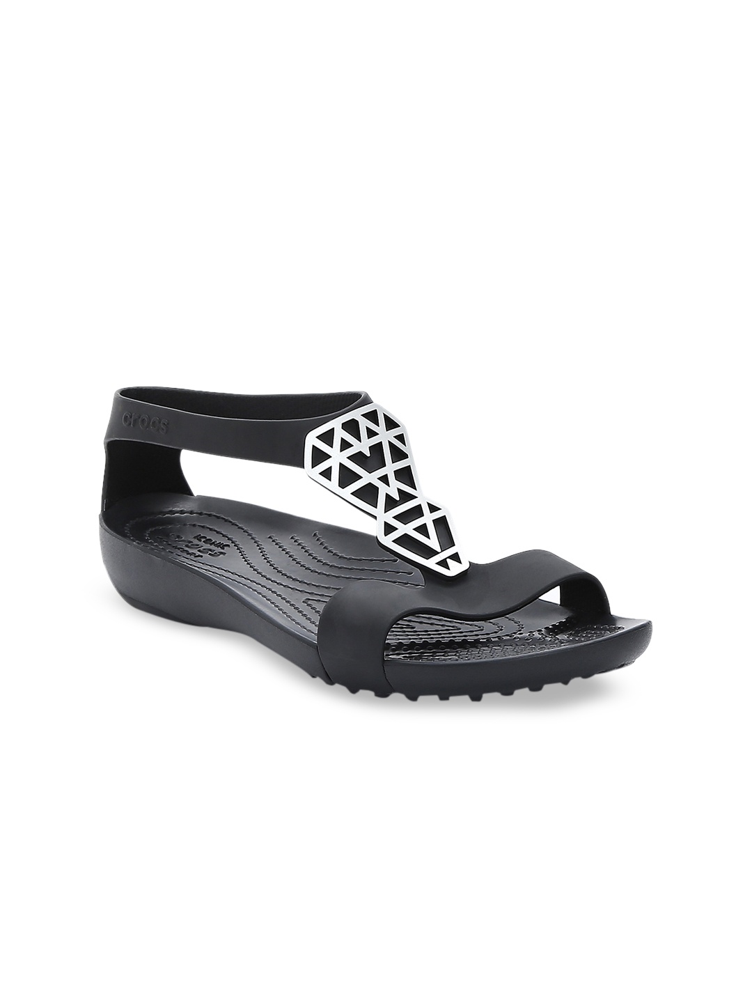 Crocs Serena Women Black Printed Open Toe Flats