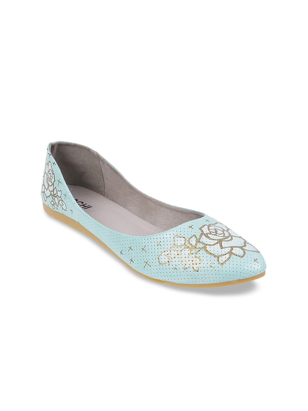 Mochi Women Blue Printed Ballerinas