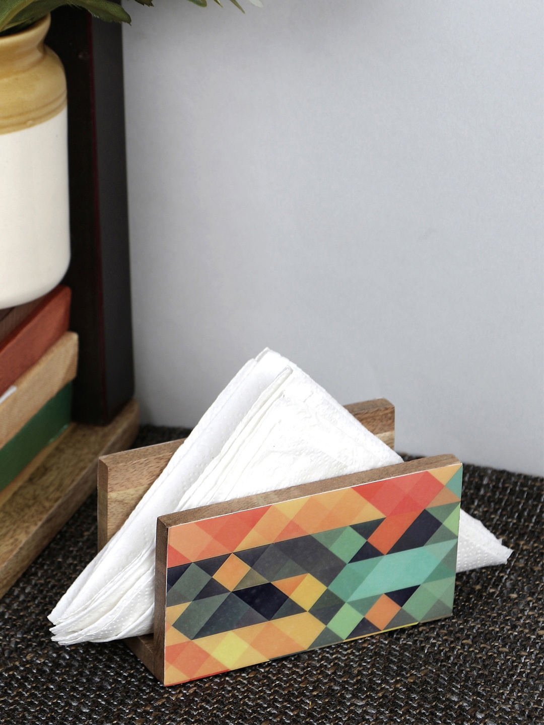 VarEesha Multicoloured Hand-Painted Tissue Holder, Multi