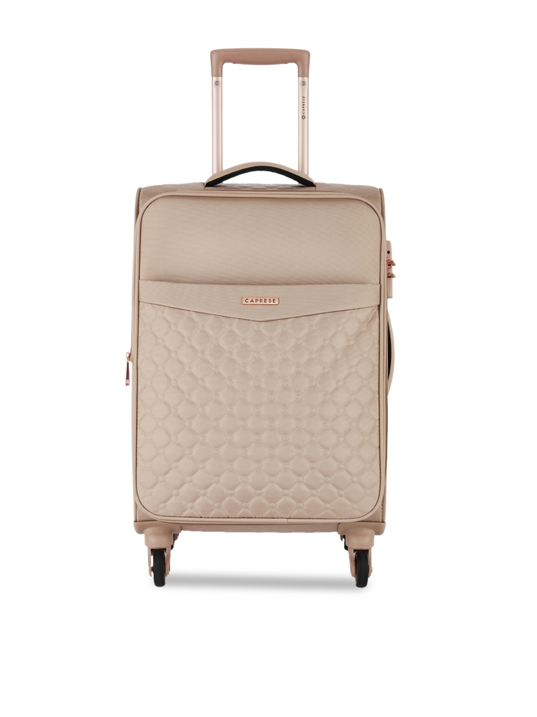 Caprese Alexandria Unisex Beige & Rose-Gold Toned Solid Cabin Trolley Bag