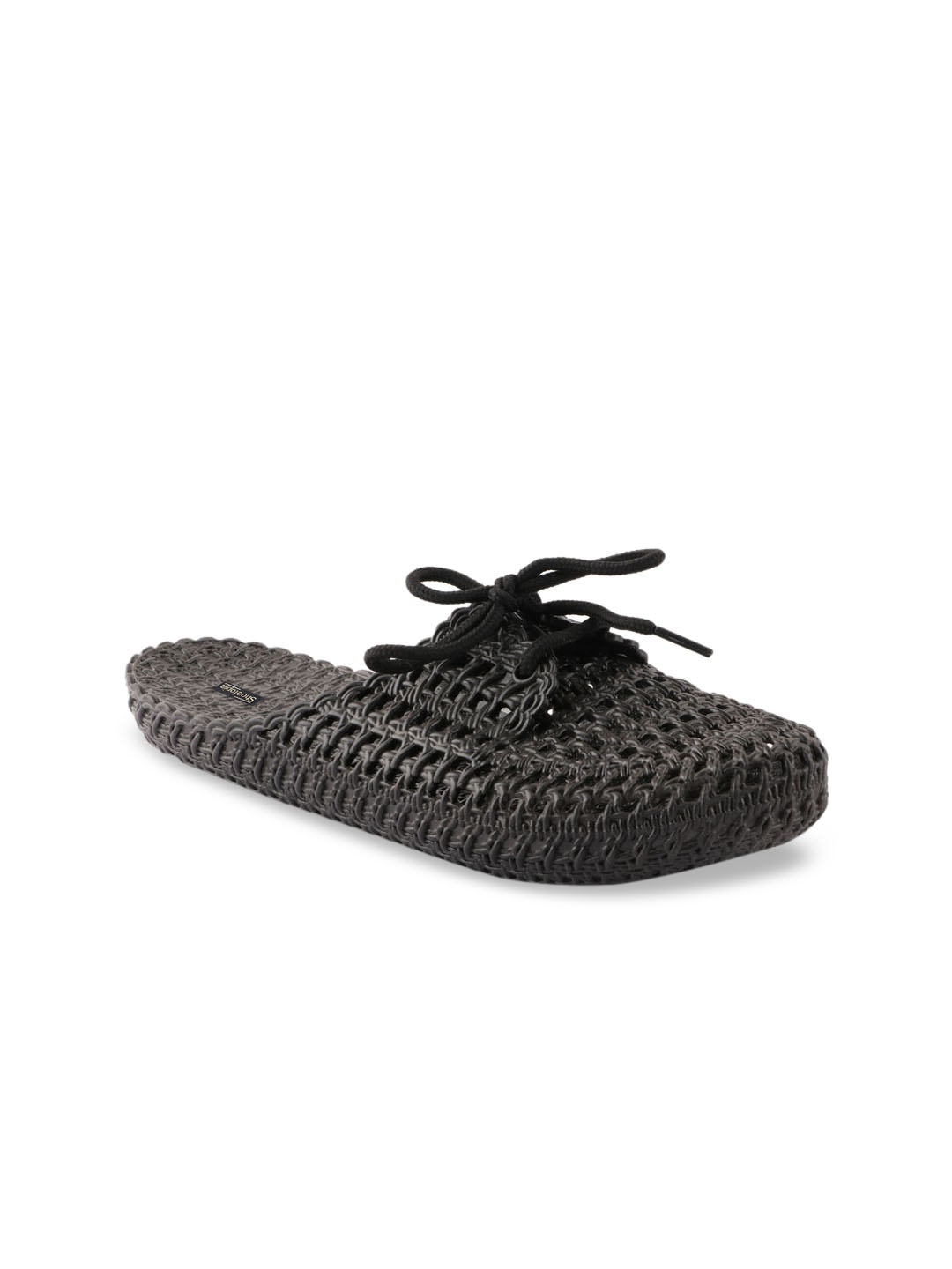 Shoetopia Women Black Woven Design Mules