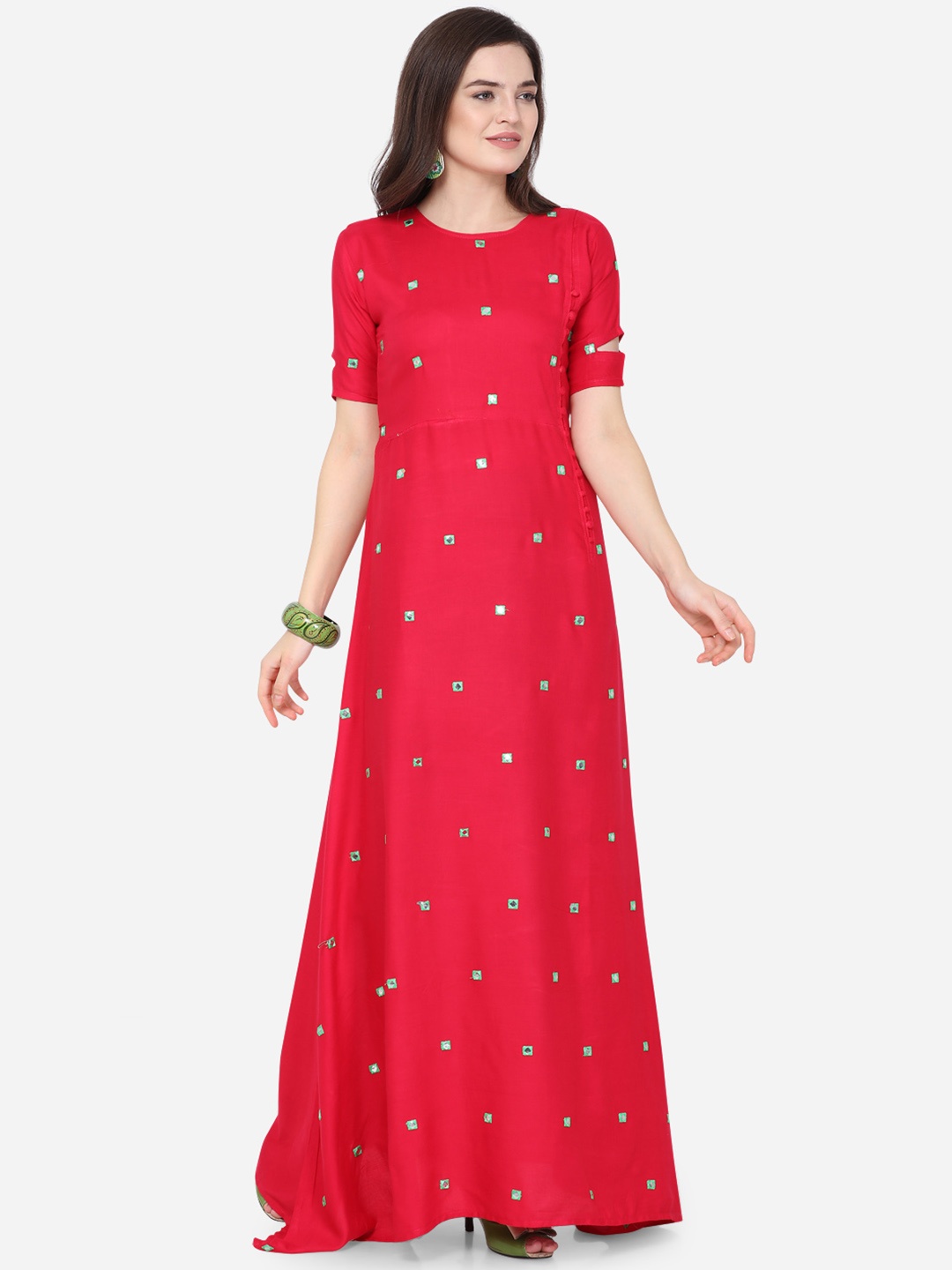Florence Women Red Printed Straight Kurta