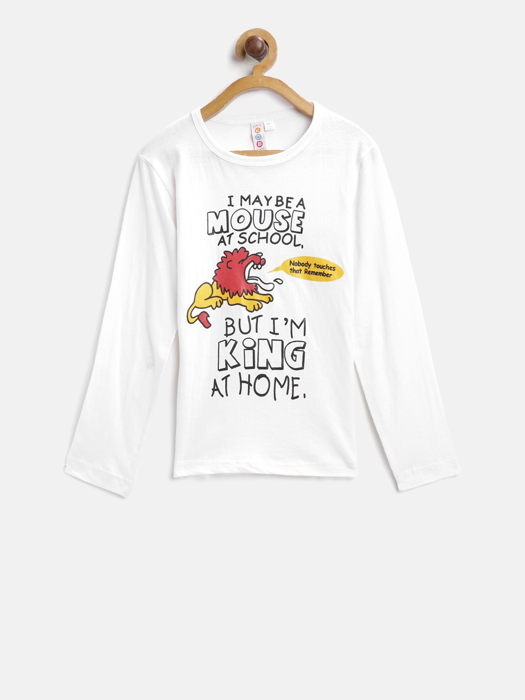 Kids On Board Girls White Printed Round Neck T-shirt