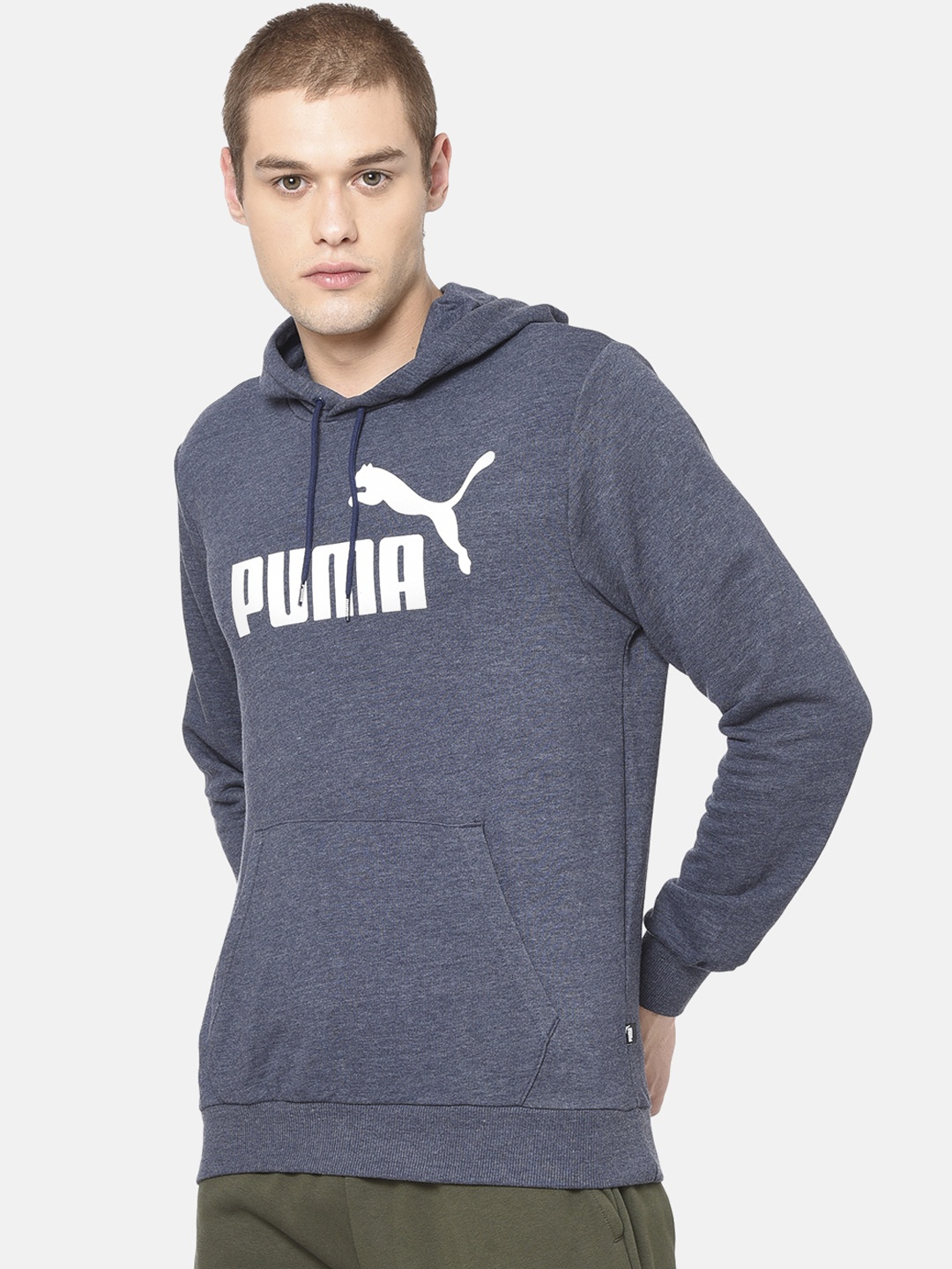 Puma Men Blue Solid ESS+ Hoody TR Sweatshirt