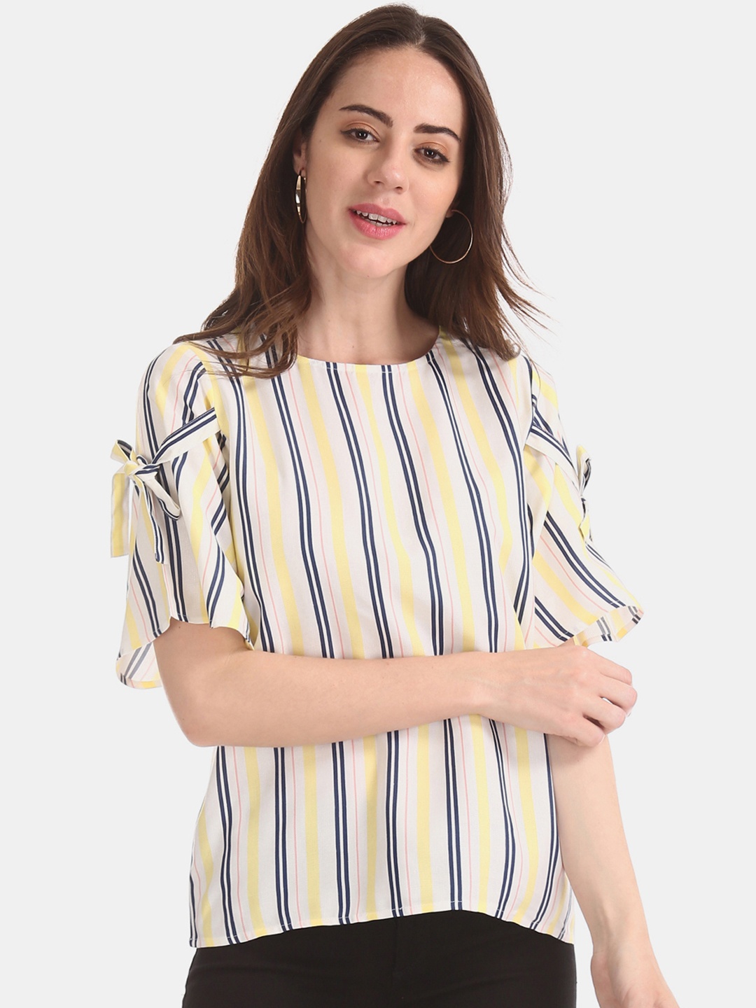Cherokee Women White Striped Top
