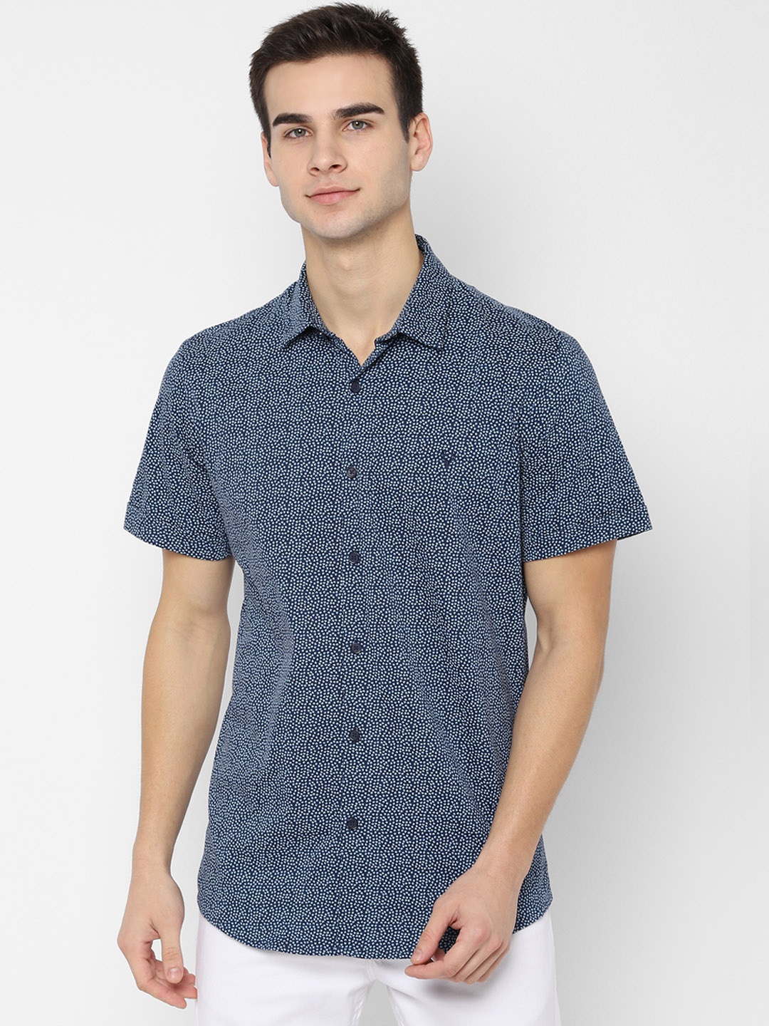 Allen Solly Men Navy Blue Slim Fit Printed Casual Shirt