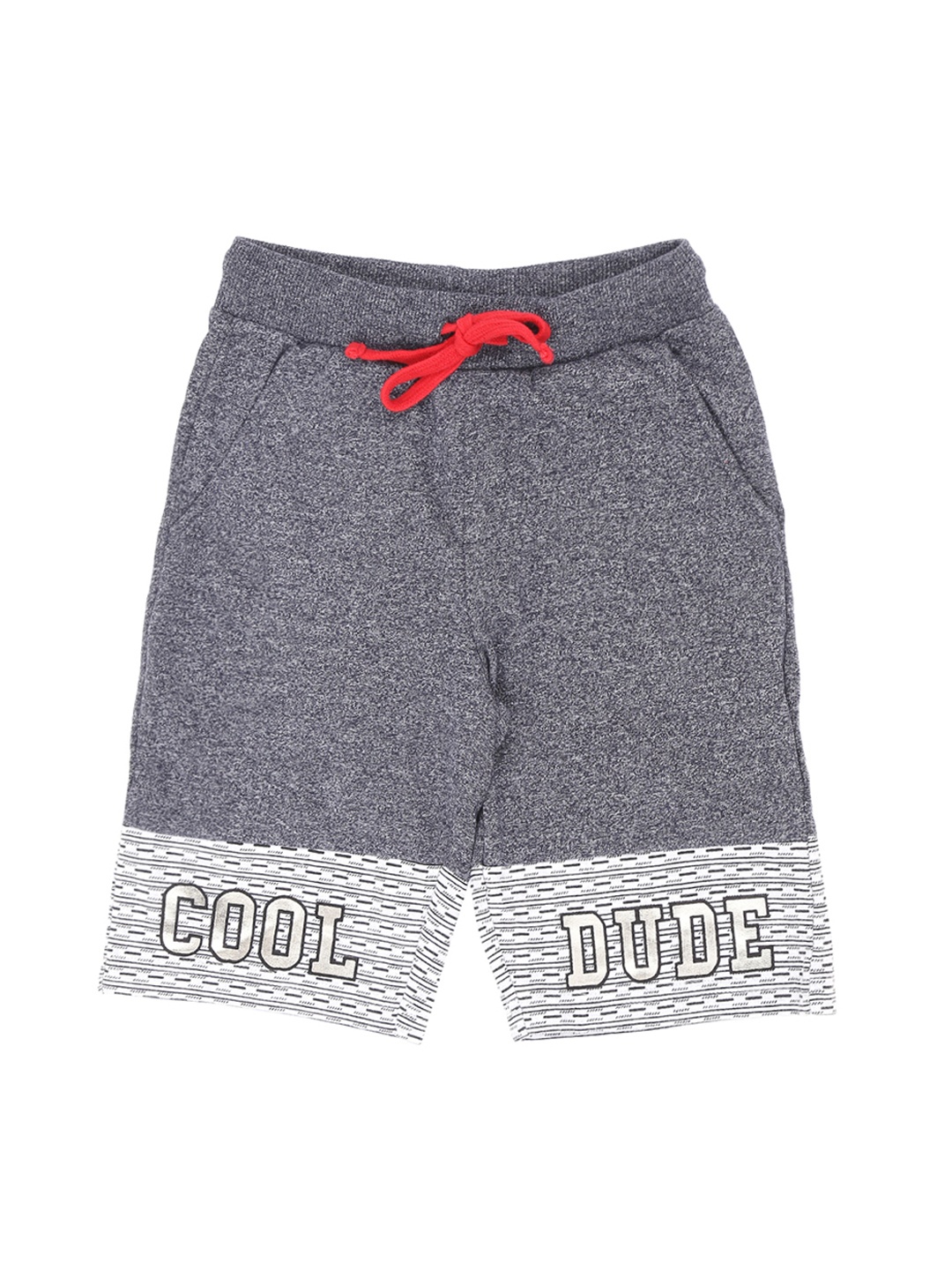 Pantaloons Junior Boys Grey Melange Printed Regular Fit Regular Shorts