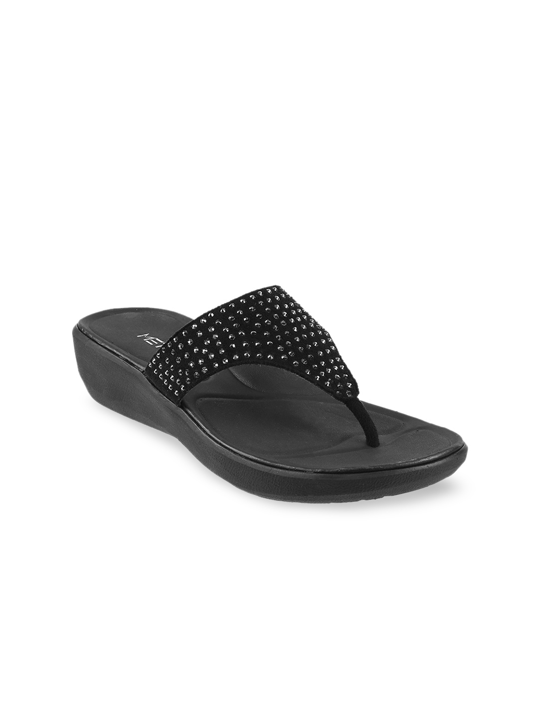 Metro Women Black Embellished Comfort Heels