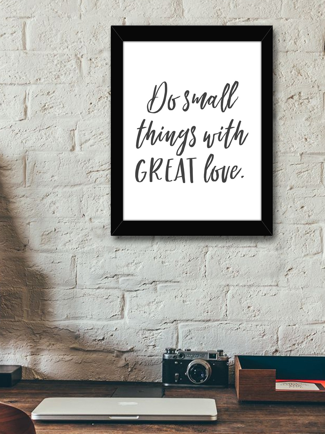 TIED RIBBONS White & Grey Printed Inspirational Quotes Framed Wall Art