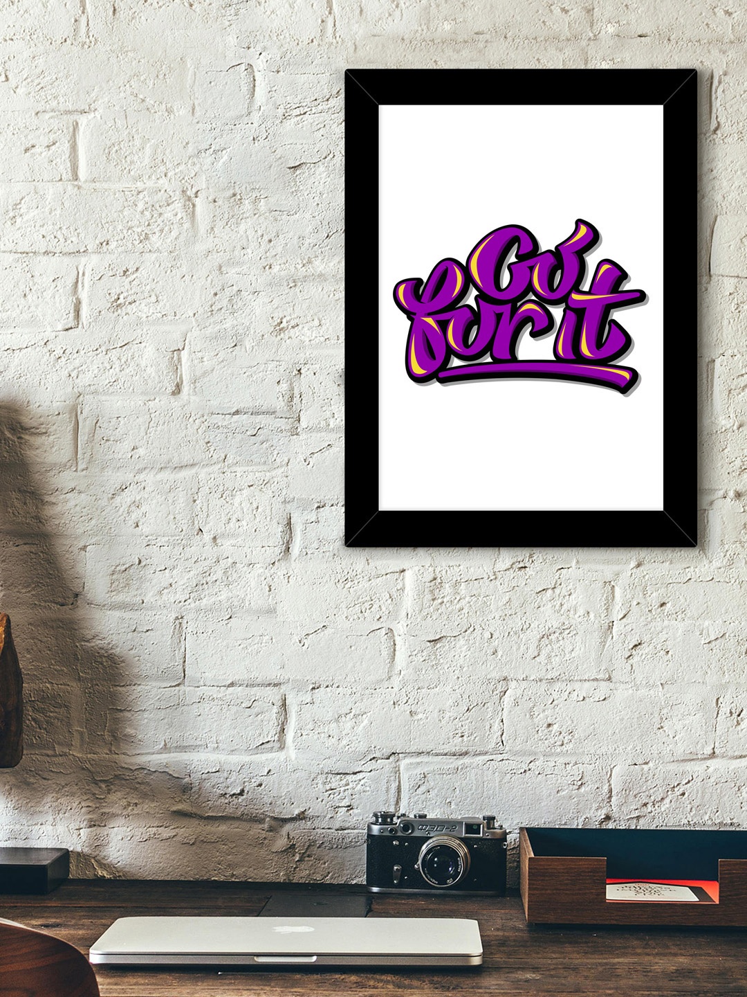 TIED RIBBONS White & Purple Printed Synthetic Fibre Framed Wall Art