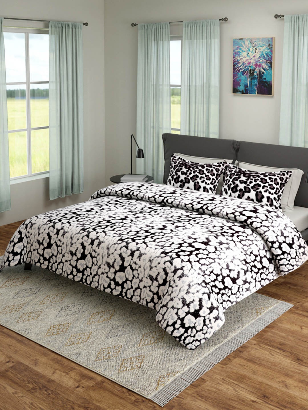 ROMEE White & Black Animal Printed 180 TC Queen Size Double Bed Covers With 2 Pillow Covers
ROMEE White & Black Animal Printed 180 TC Queen Size Double Bed Covers With 2 Pillow Covers