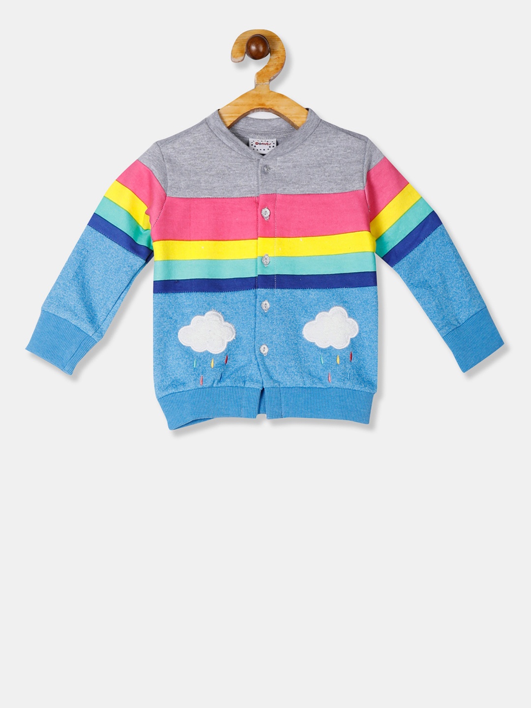 Donuts Girls Blue & Pink Striped Sweatshirt