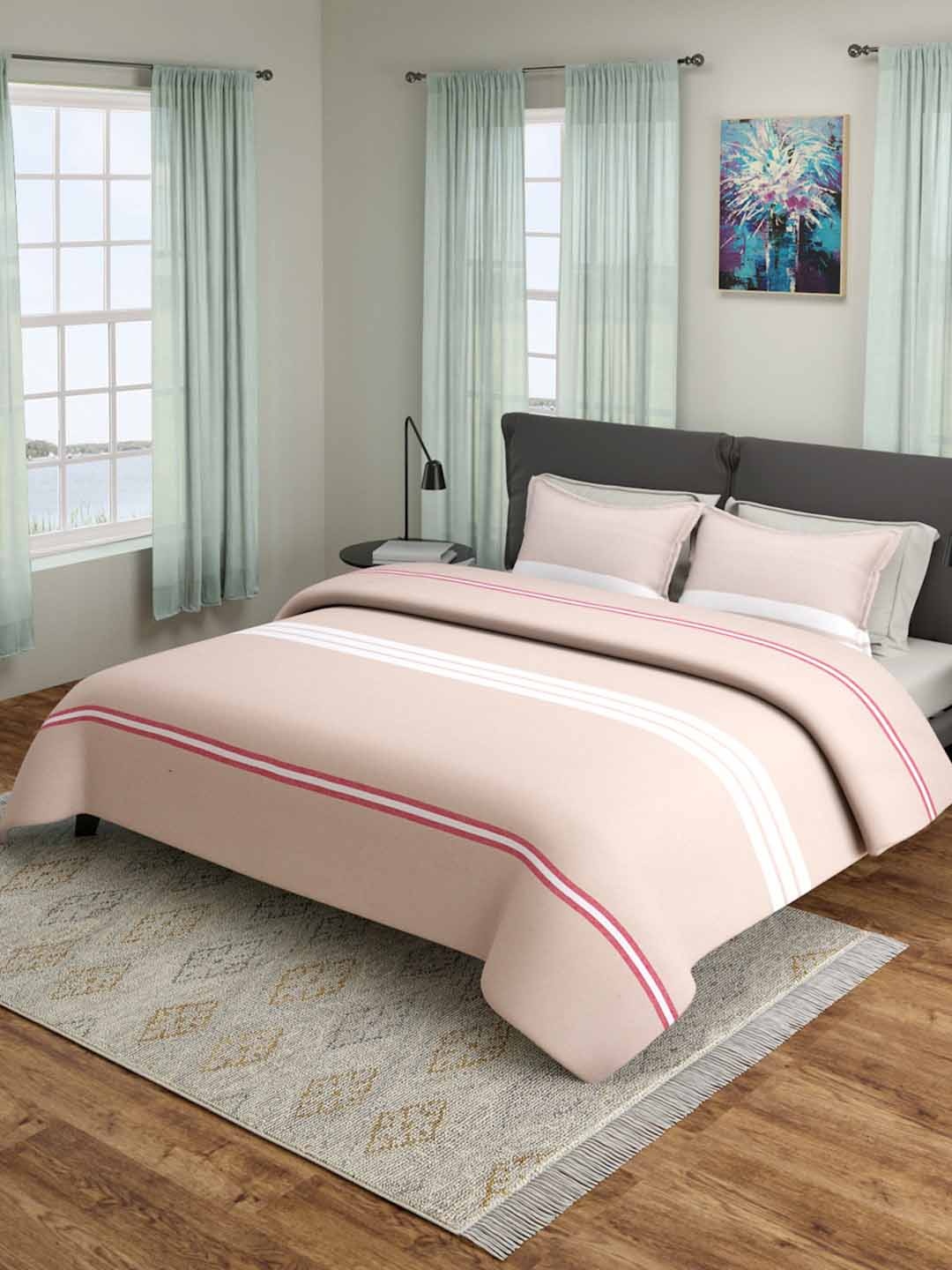 ROMEE Beige & White Striped 180 TC Queen Size Double Bed Covers With 2 Pillow Covers
ROMEE Beige & White Striped 180 TC Queen Size Double Bed Covers With 2 Pillow Covers