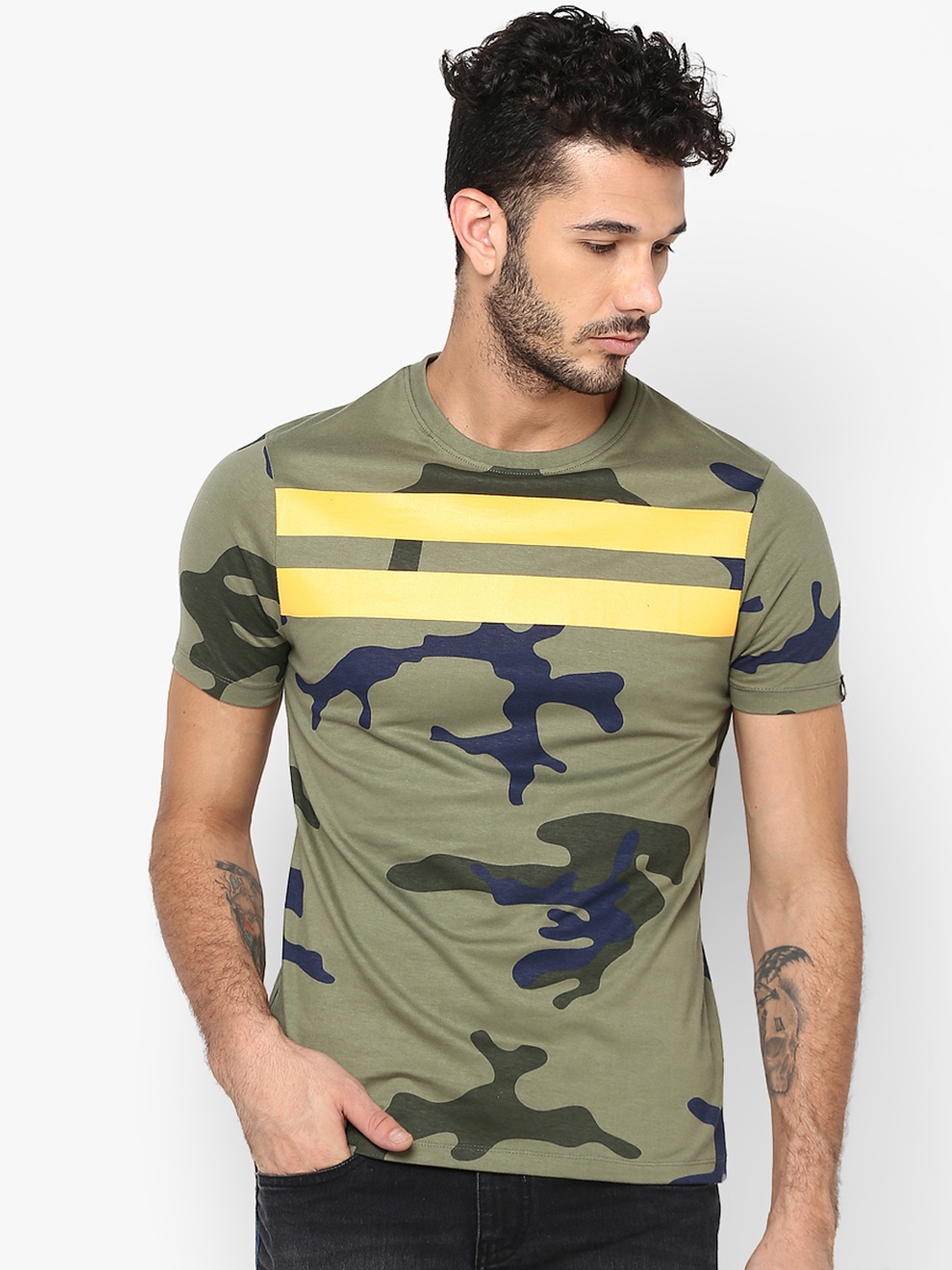 Urbano Fashion Men Olive Green Camouflage Printed Round Neck Pure Cotton T-shirt
Urbano Fashion Men Olive Green Camouflage Printed Round Neck Pure Cotton T-shirt