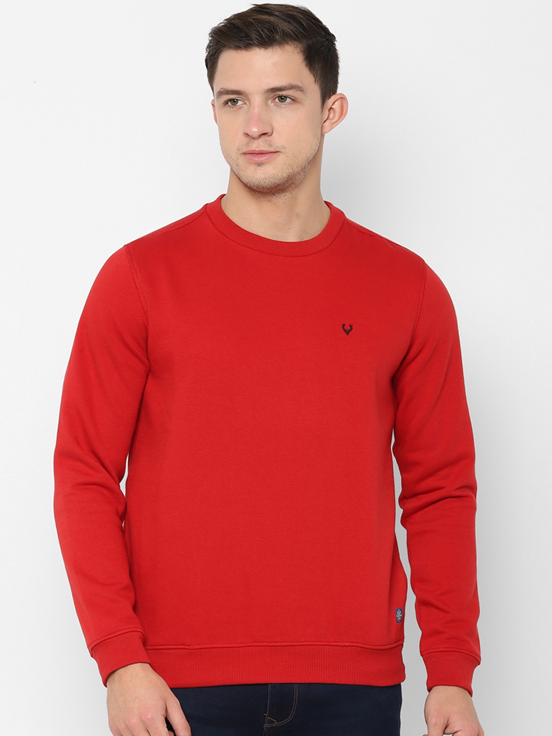 Allen Solly Sport Men Red Solid Sweatshirt