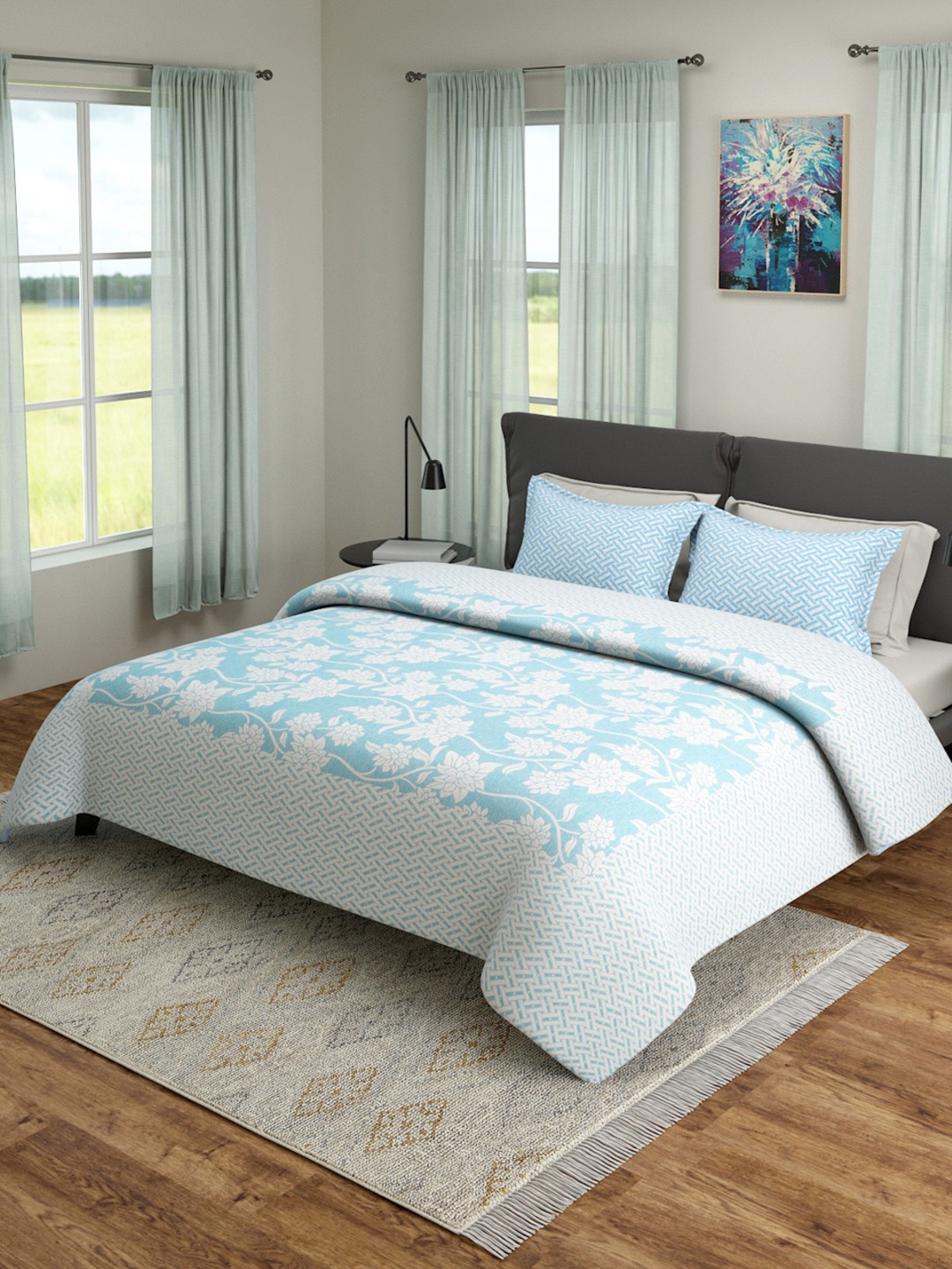 ROMEE Blue & White Floral Printed 180 TC Queen Size Double Bed Covers With 2 Pillow Covers
ROMEE Blue & White Floral Printed 180 TC Queen Size Double Bed Covers With 2 Pillow Covers
