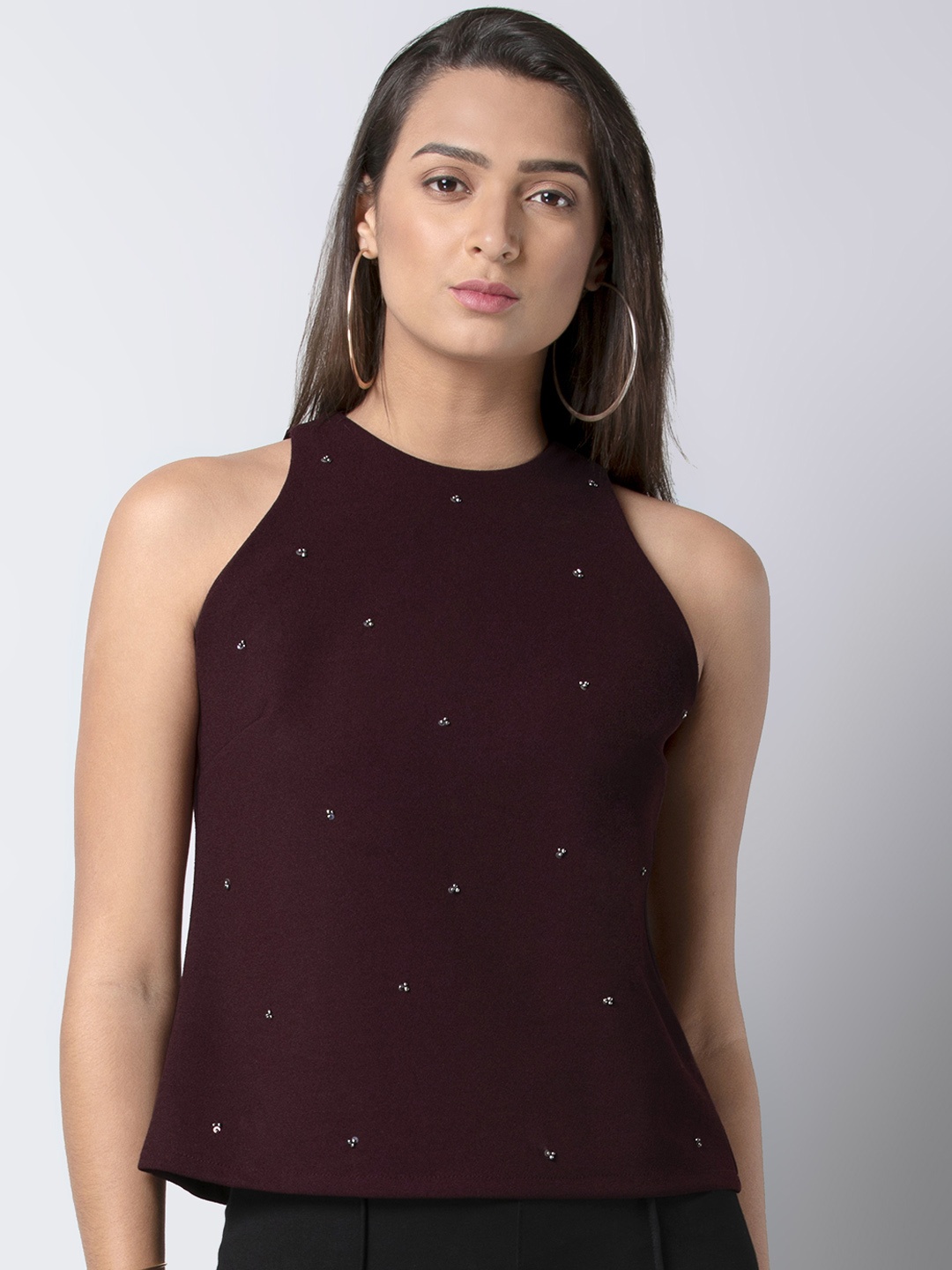 FabAlley Women Maroon Embellished Top
