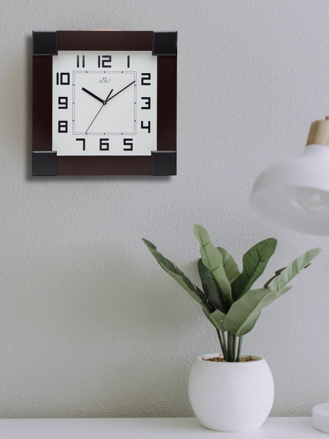 Horo White Handcrafted Square Solid 41 cm Handcrafted Analogue Wall Clock