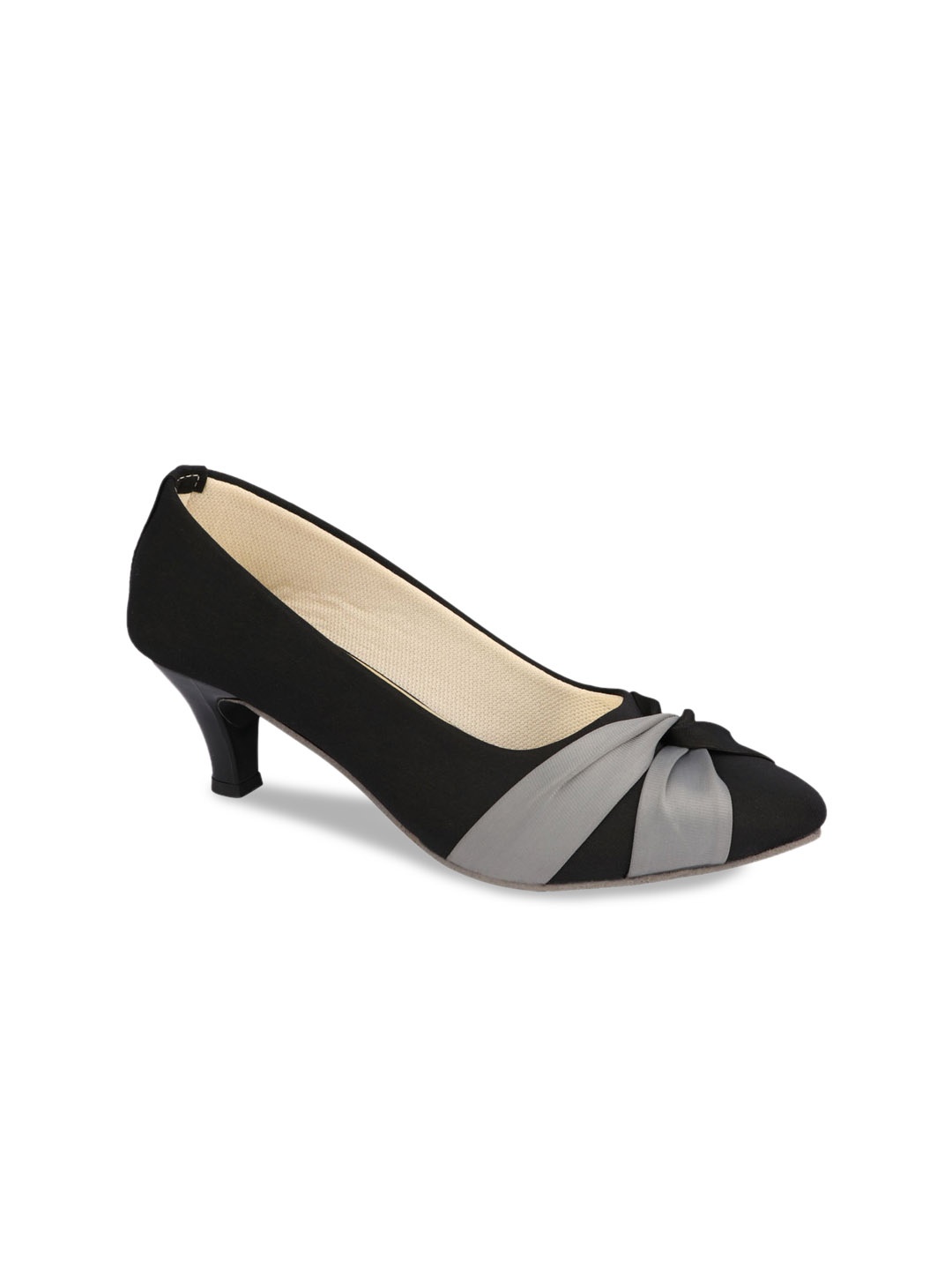 Shoetopia Women Black & Grey Solid Pumps