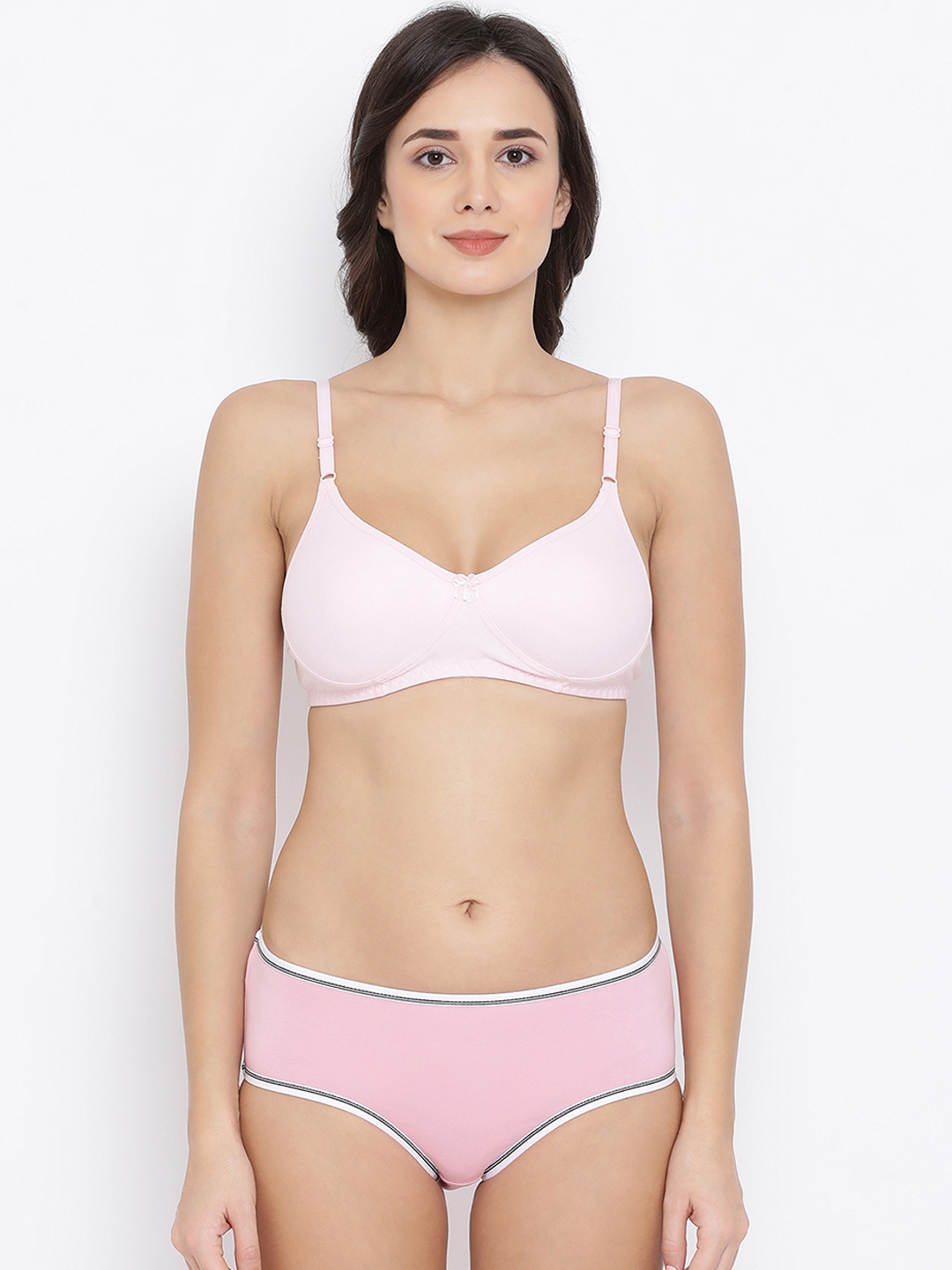 Clovia Women Pink Solid Lingerie Set COMBBP22932B