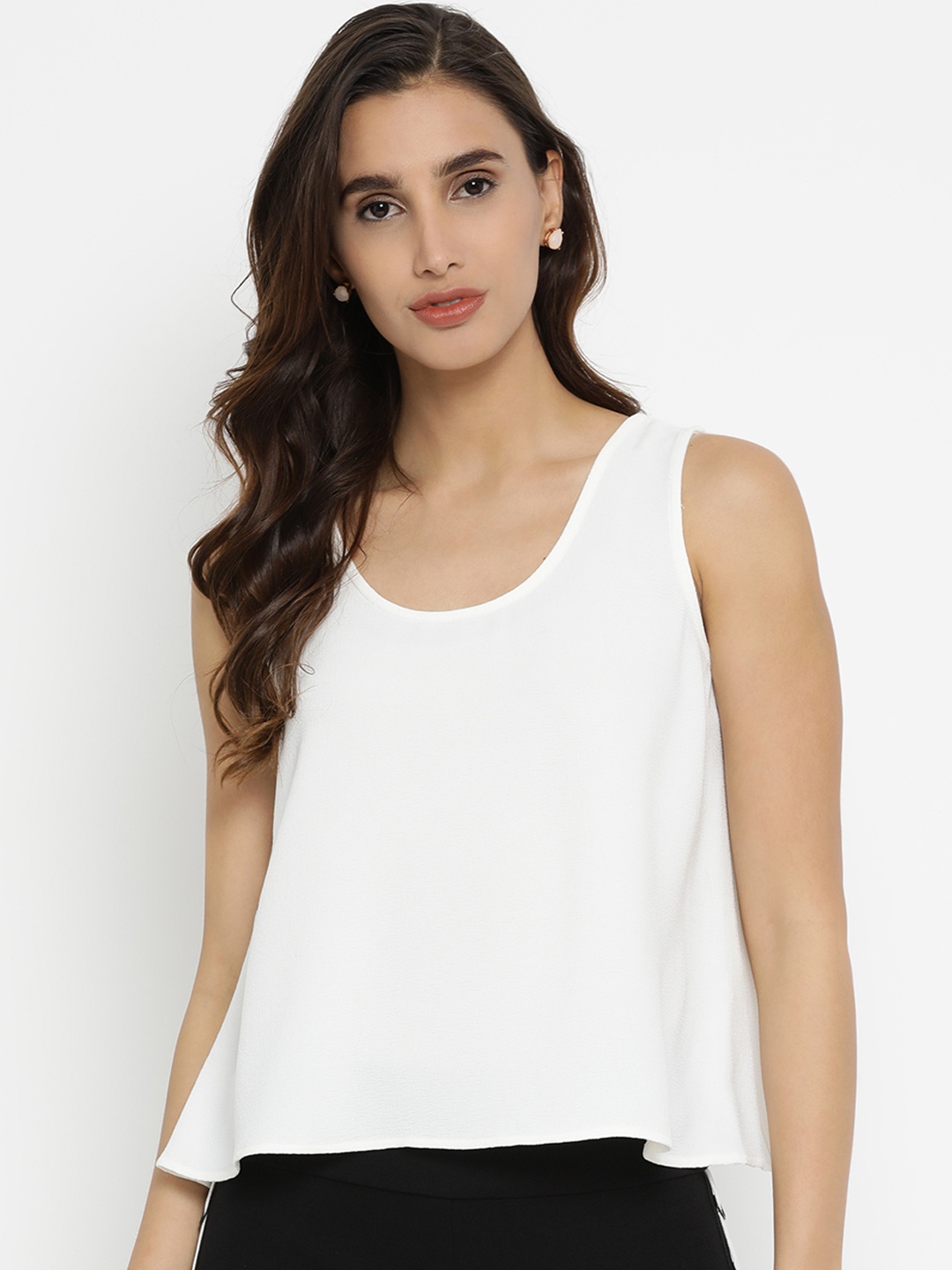 Kazo Women White Solid A-Line Top