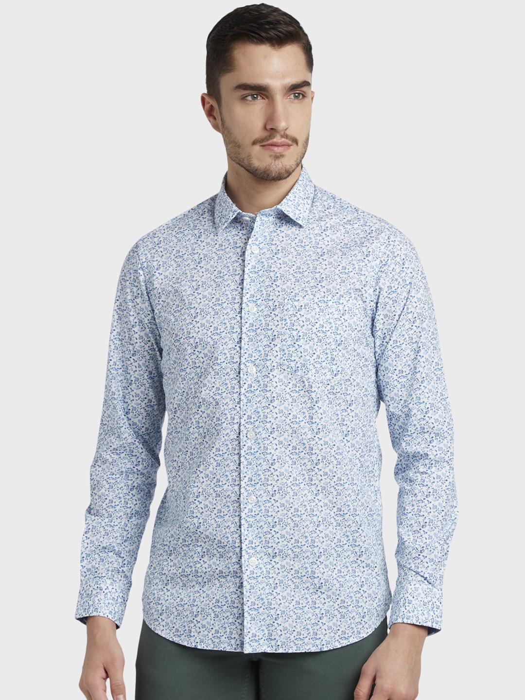 ColorPlus Men Blue Regular Fit Printed Casual Shirt