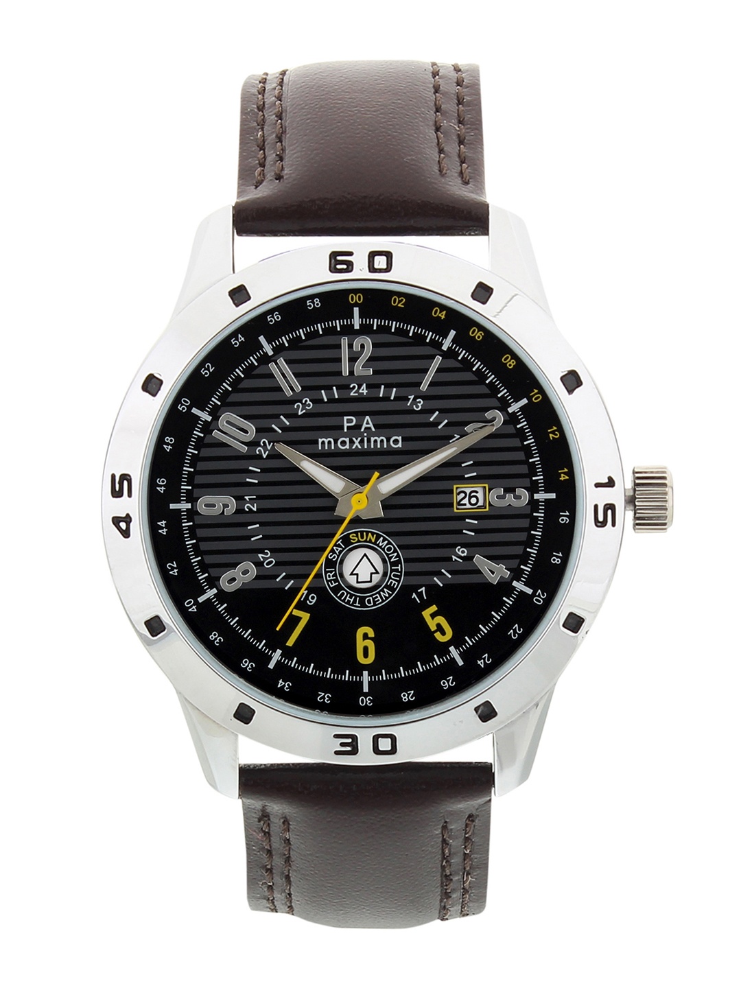 maxima Men Black Leather Analogue Watch O-52021LMGI