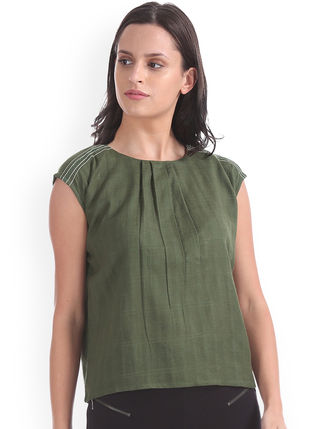 Bronz Women Olive Green Solid Top