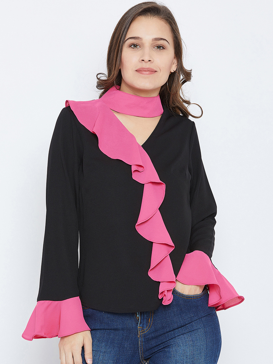 Imfashini Women Black & Pink Solid A-Line Top
Imfashini Women Black & Pink Solid A-Line Top