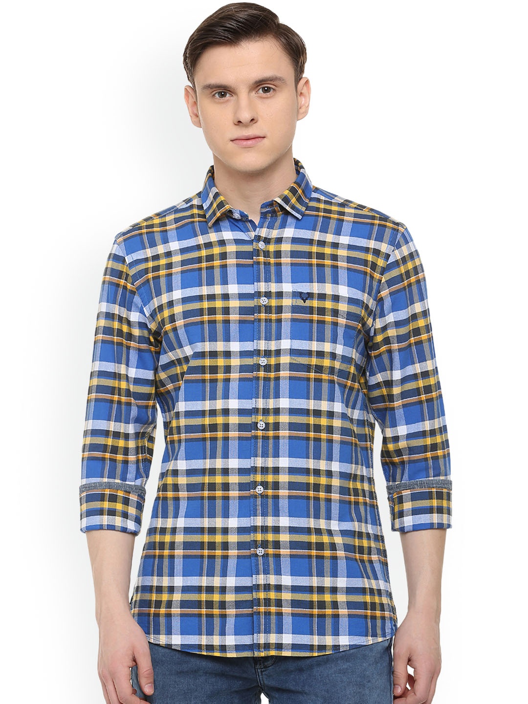 Allen Solly Sport Men Blue Slim Fit Checked Casual Shirt