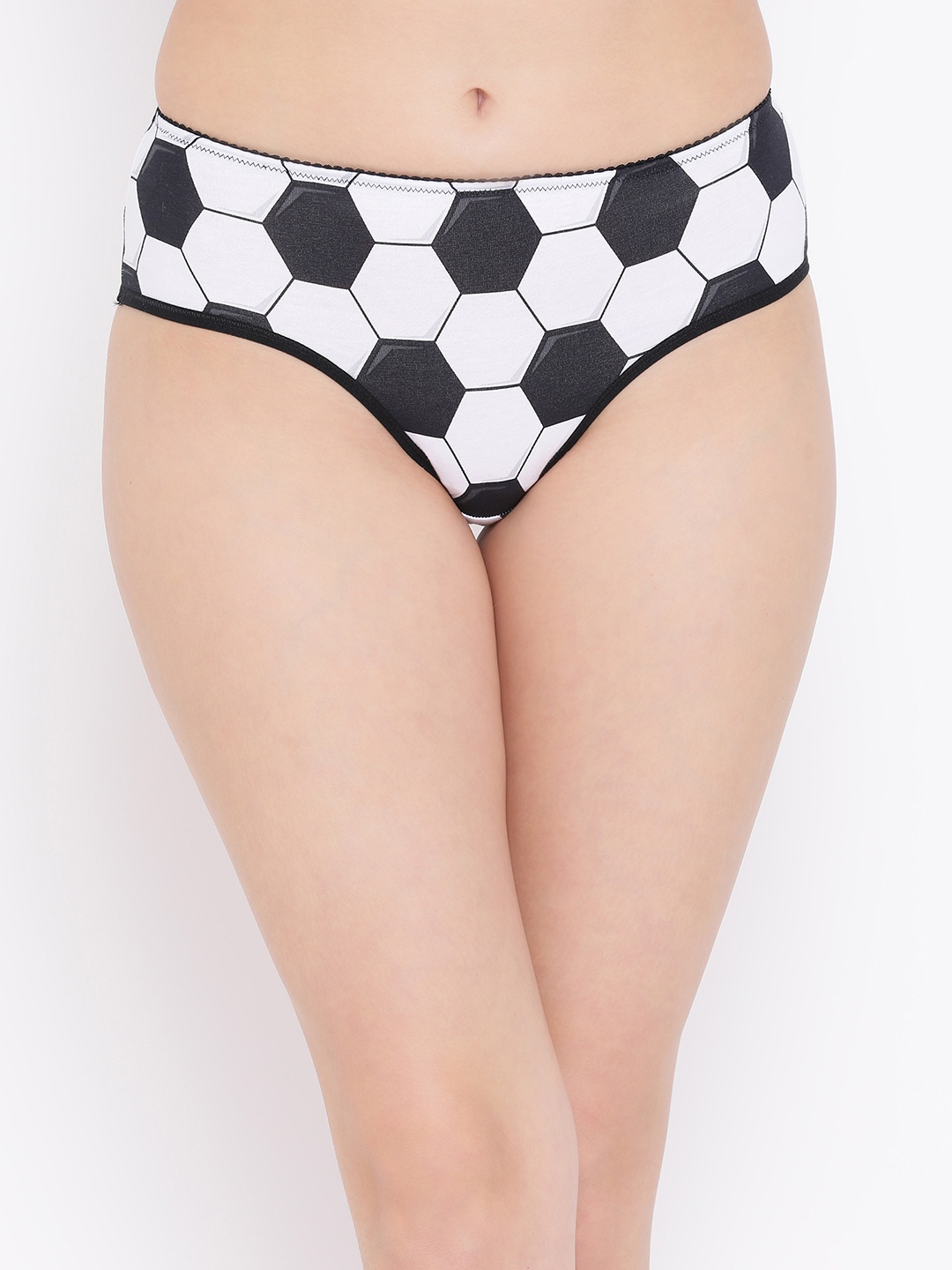 Clovia Women Black & White Printed Mid-Rise Hipster Briefs PB0006P13XS