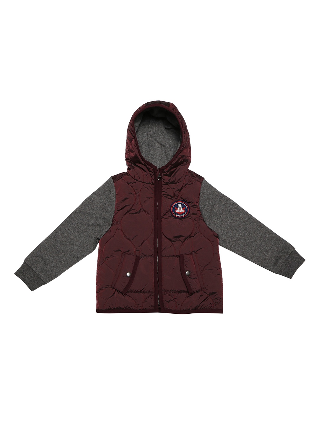 Allen Solly Junior Boys Maroon Solid Puffer Jacket