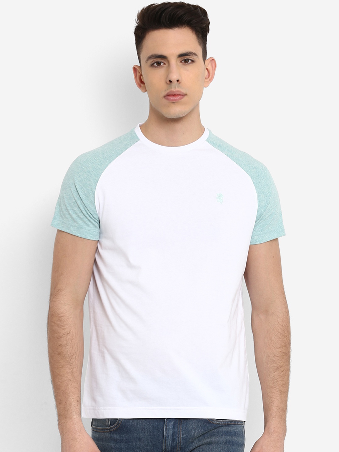 Red Tape Men White Colourblocked Round Neck Pure Cotton T-shirt