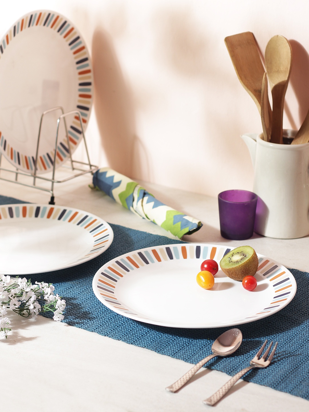 Corelle Set Of 6 White Printed Dinner Plate Set
