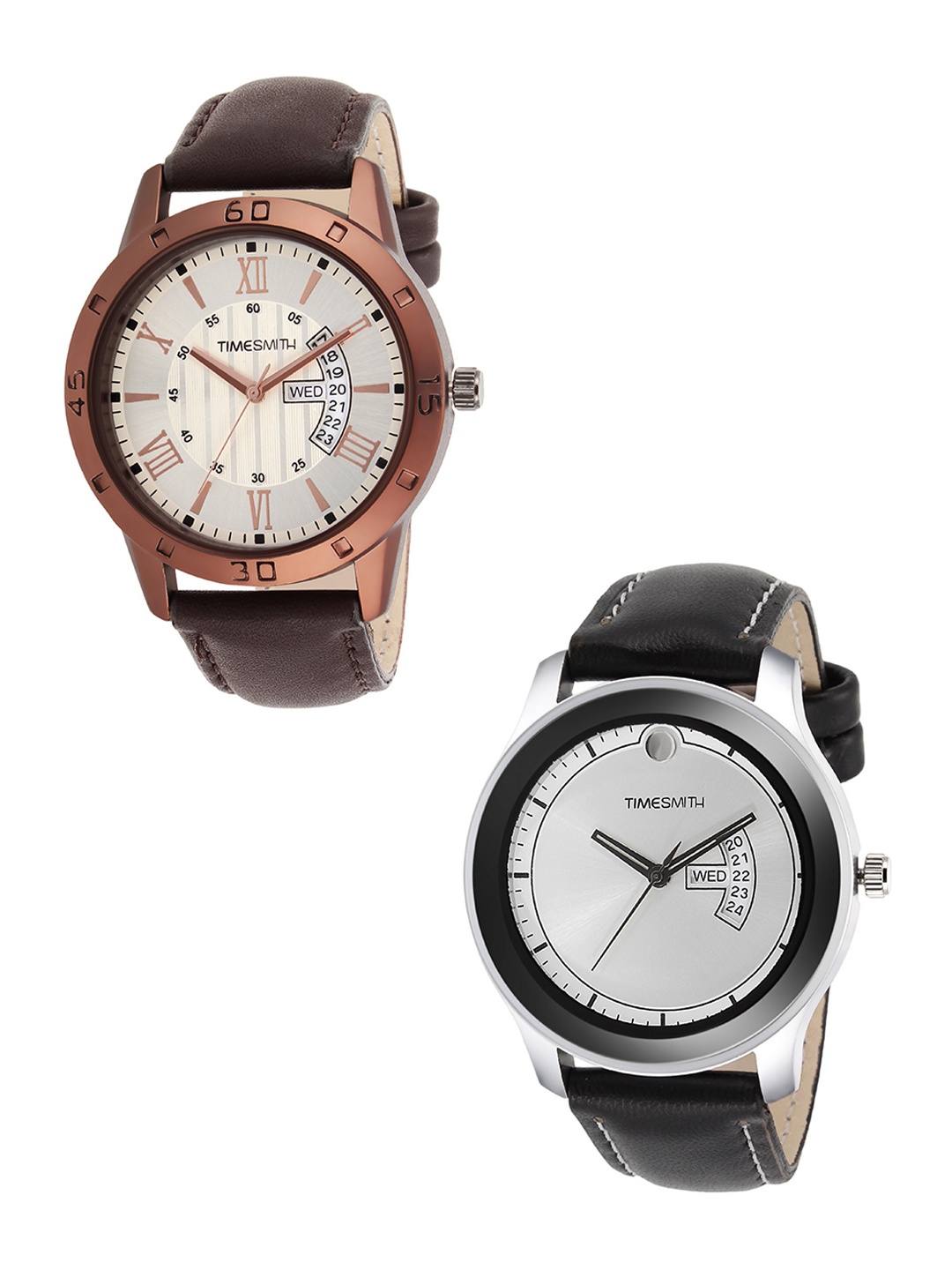 TIMESMITH Men Multicoloured Analogue Leather Set Of 2 Watch TSC-007-012x, Multi