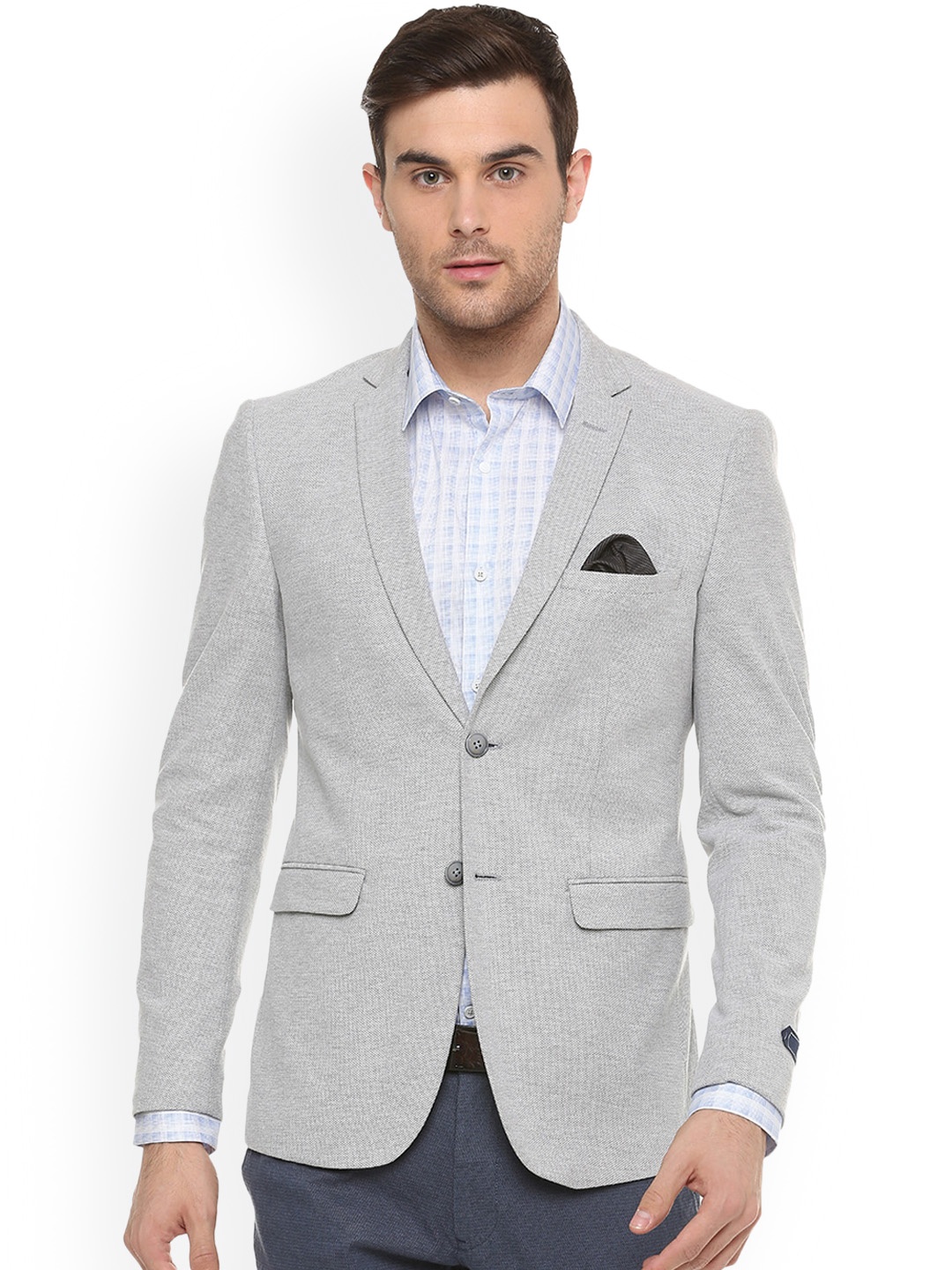 Louis Philippe Men Grey Self-Design Slim-Fit Single-Breasted Pure Cotton Blazer
Louis Philippe Men Grey Self-Design Slim-Fit Single-Breasted Pure Cotton Blazer