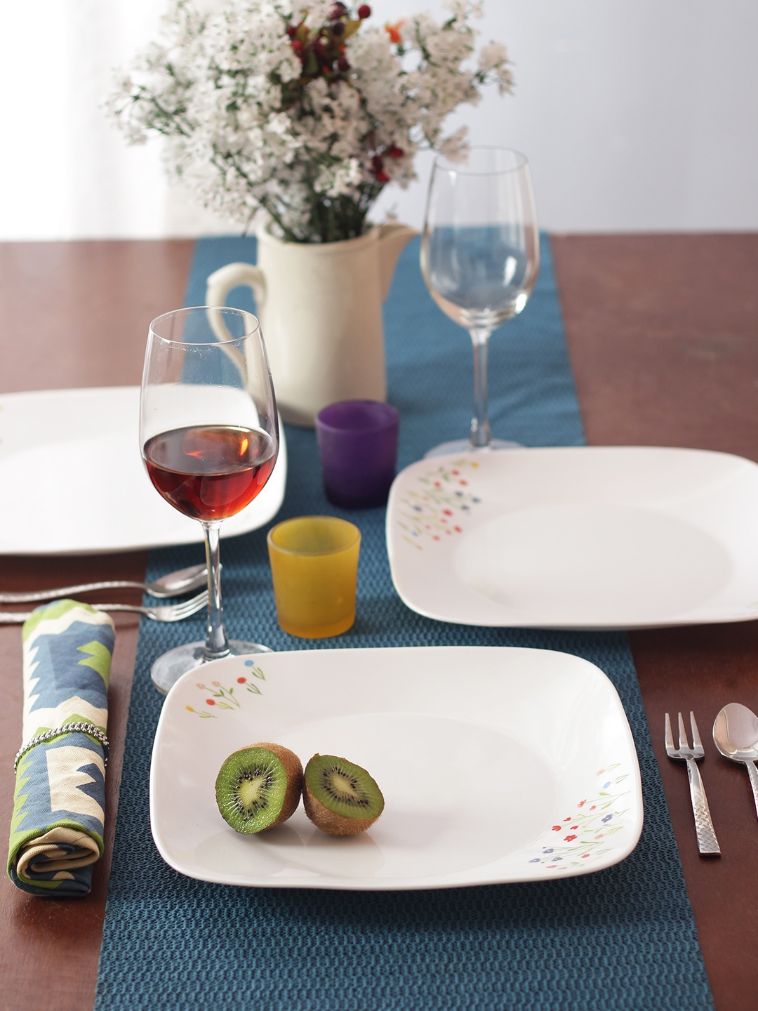 Corelle White 6-Pieces Printed Glass Plates Set