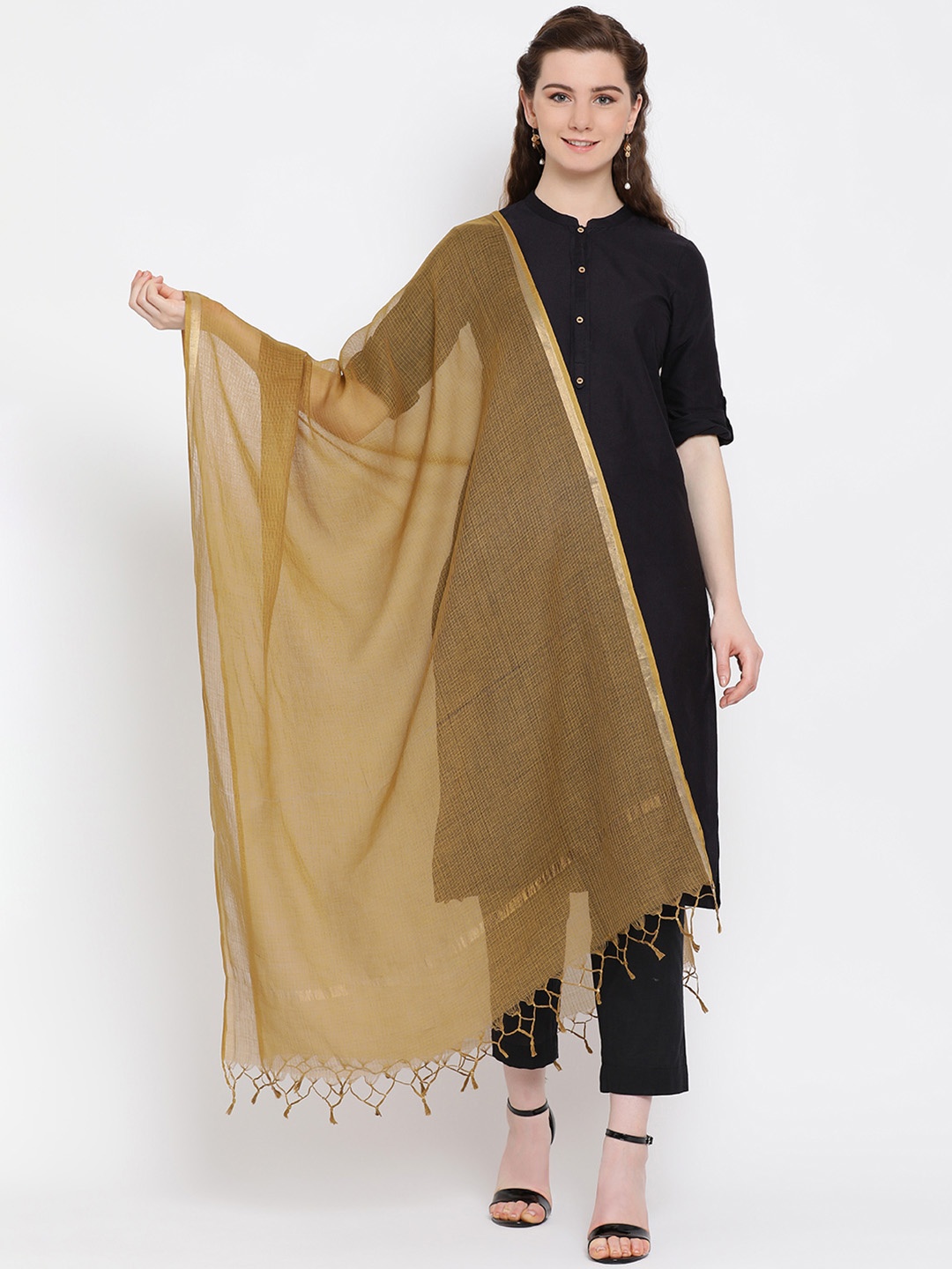 SHINGORA Beige Solid Antimicrobial Dupatta