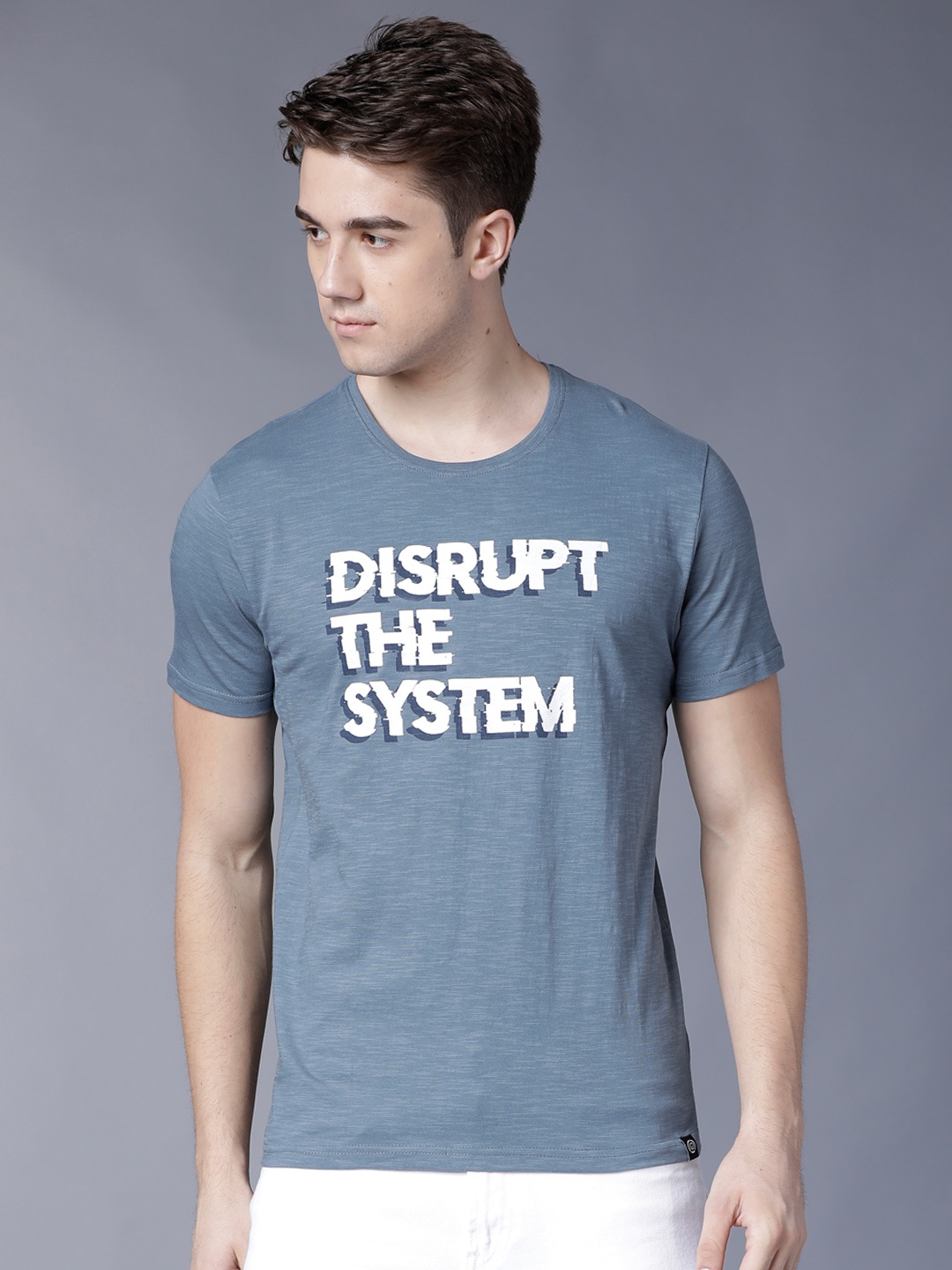 LOCOMOTIVE Men Blue Printed Round Neck T-shirt